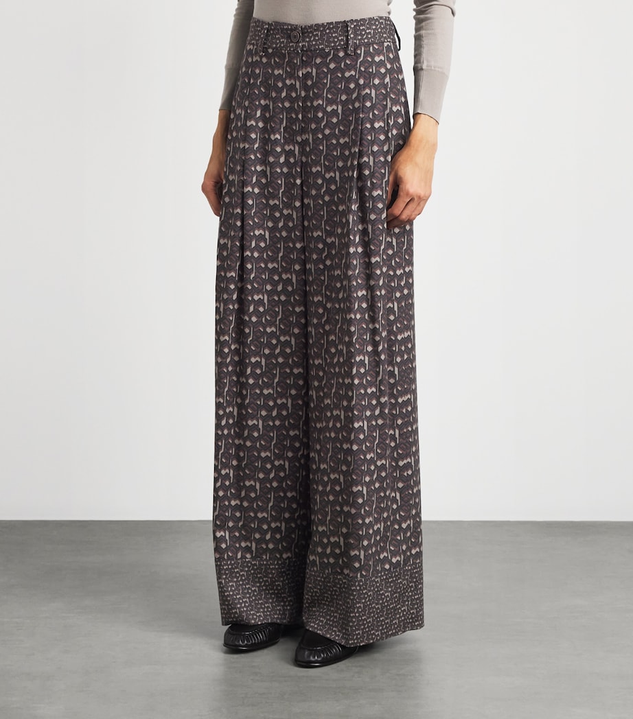 Colombo Womens Silk Printed Trousers Optical Print Image 4