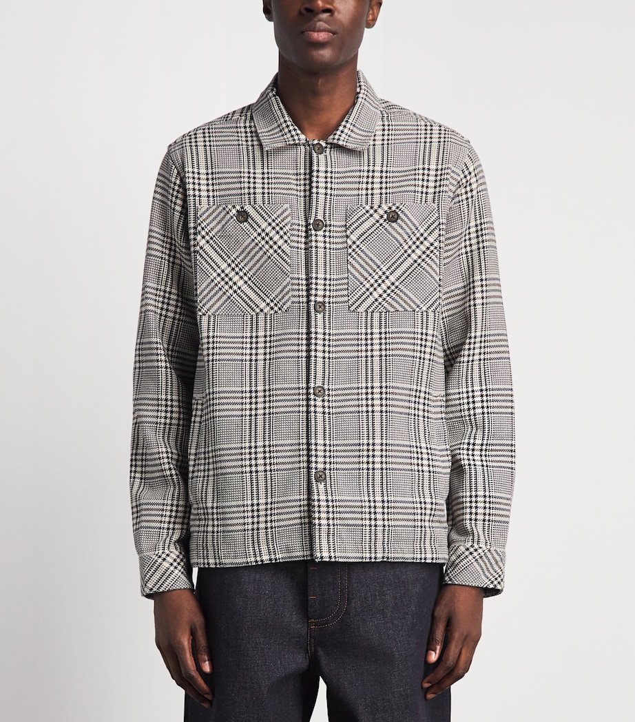 Barbour Mens Cotton Houndstooth Alderney Overshirt Whisper White Image 4