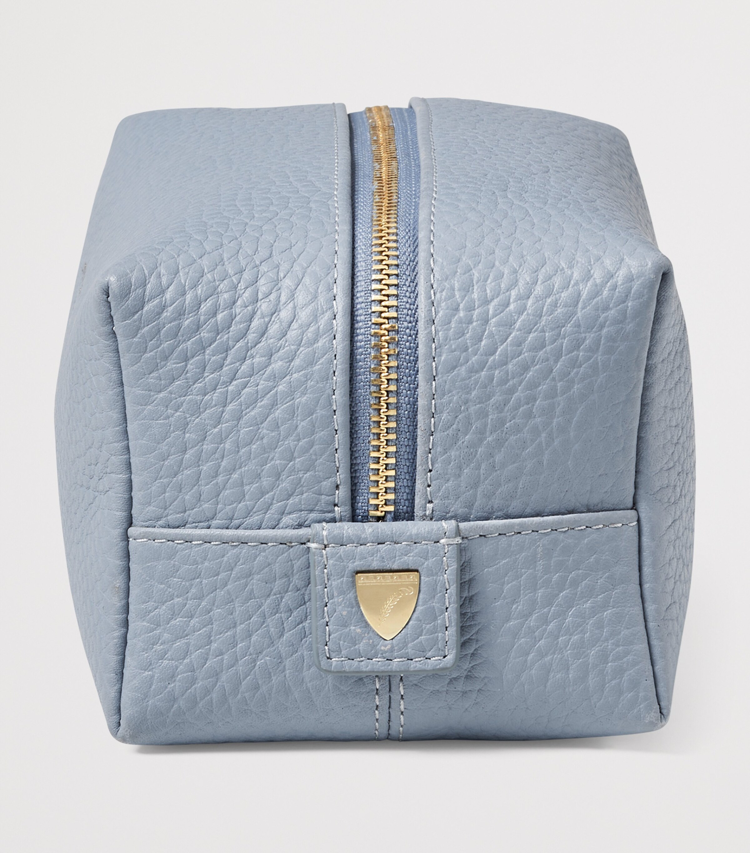Aspinal Of London Medium Grained Leather Cosmetics Case Skyblue Image 3