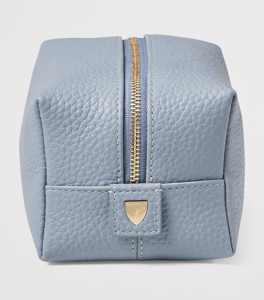 Aspinal Of London Medium Grained Leather Cosmetics Case Skyblue Image 3