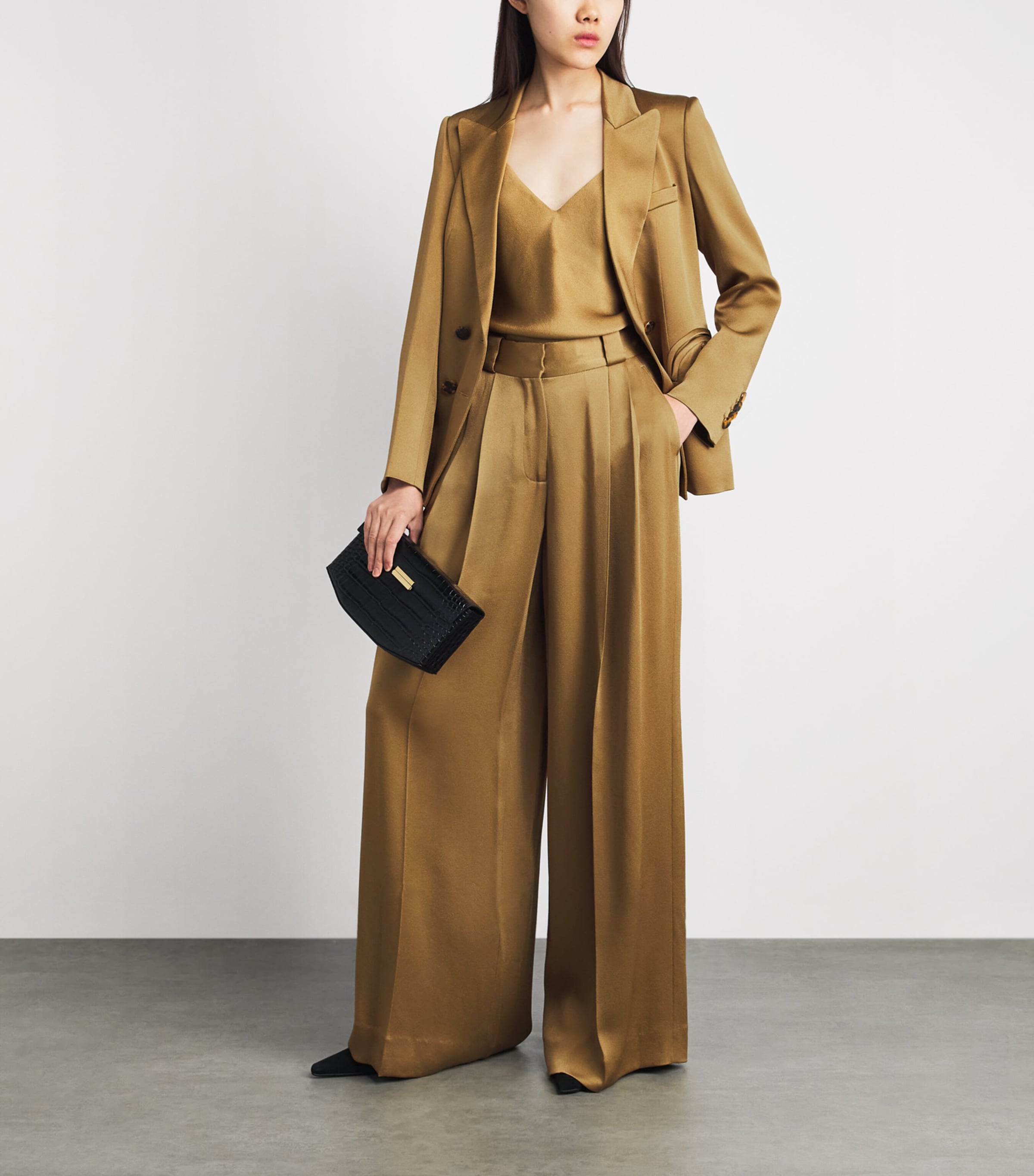 Blazé Milano Womens Satin Husi Palazzo Trousers Dijon Image 2