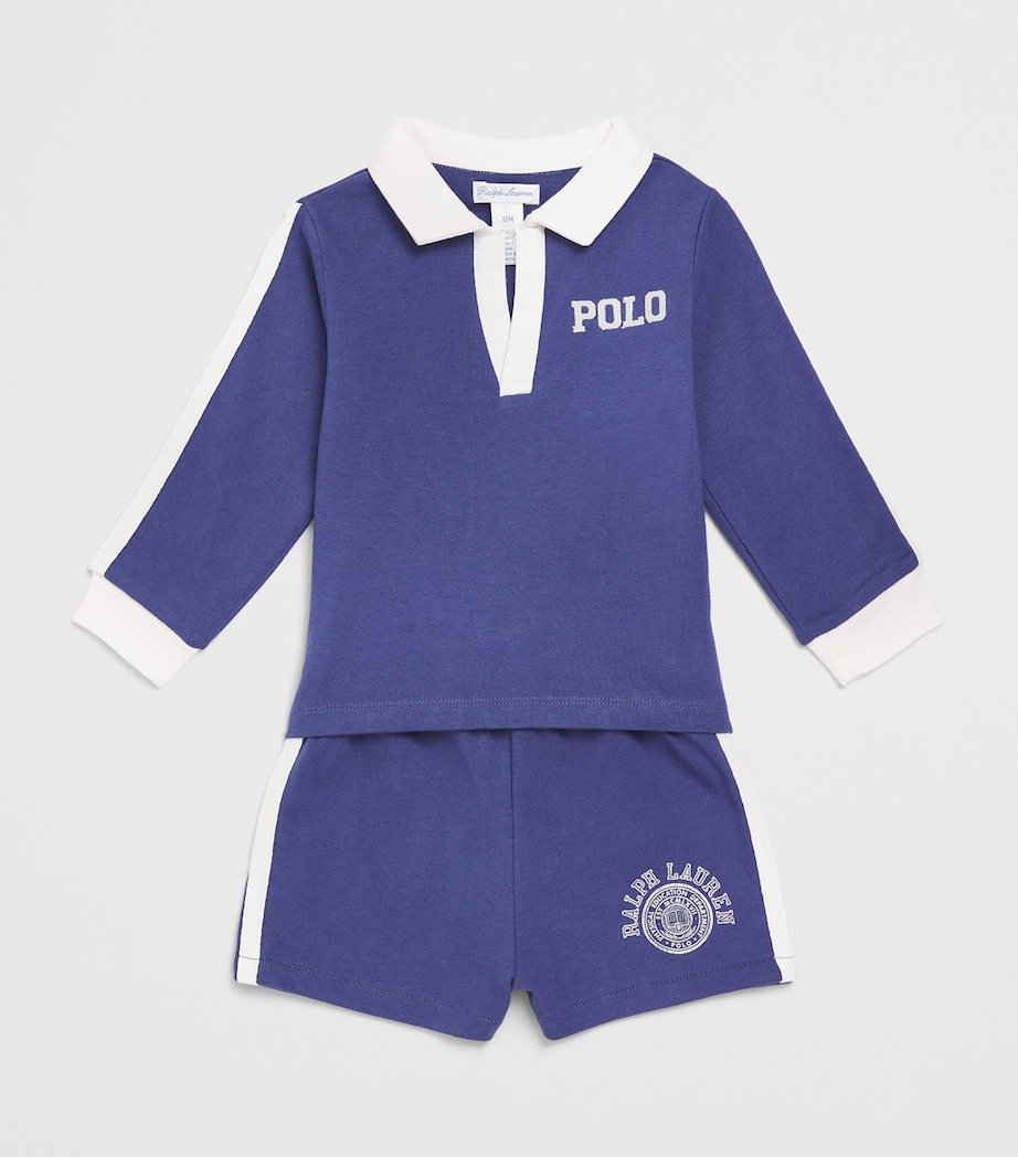 Ralph Lauren Kids Cotton Varsity Polo Shirt and Shorts Set (3-12 Months) Classic Blue Image 3