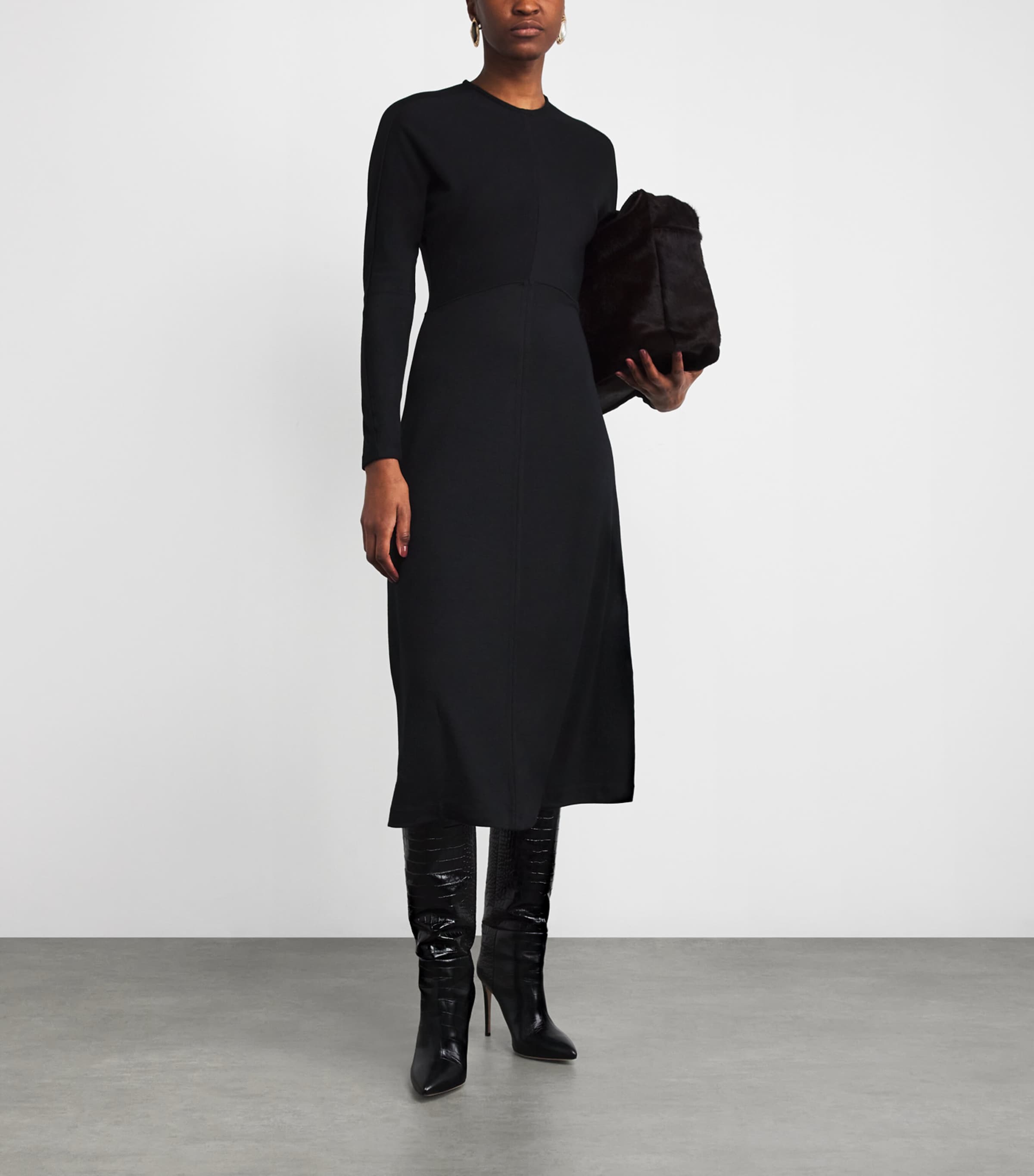 Jersey Midi Dress BLACK Image 2