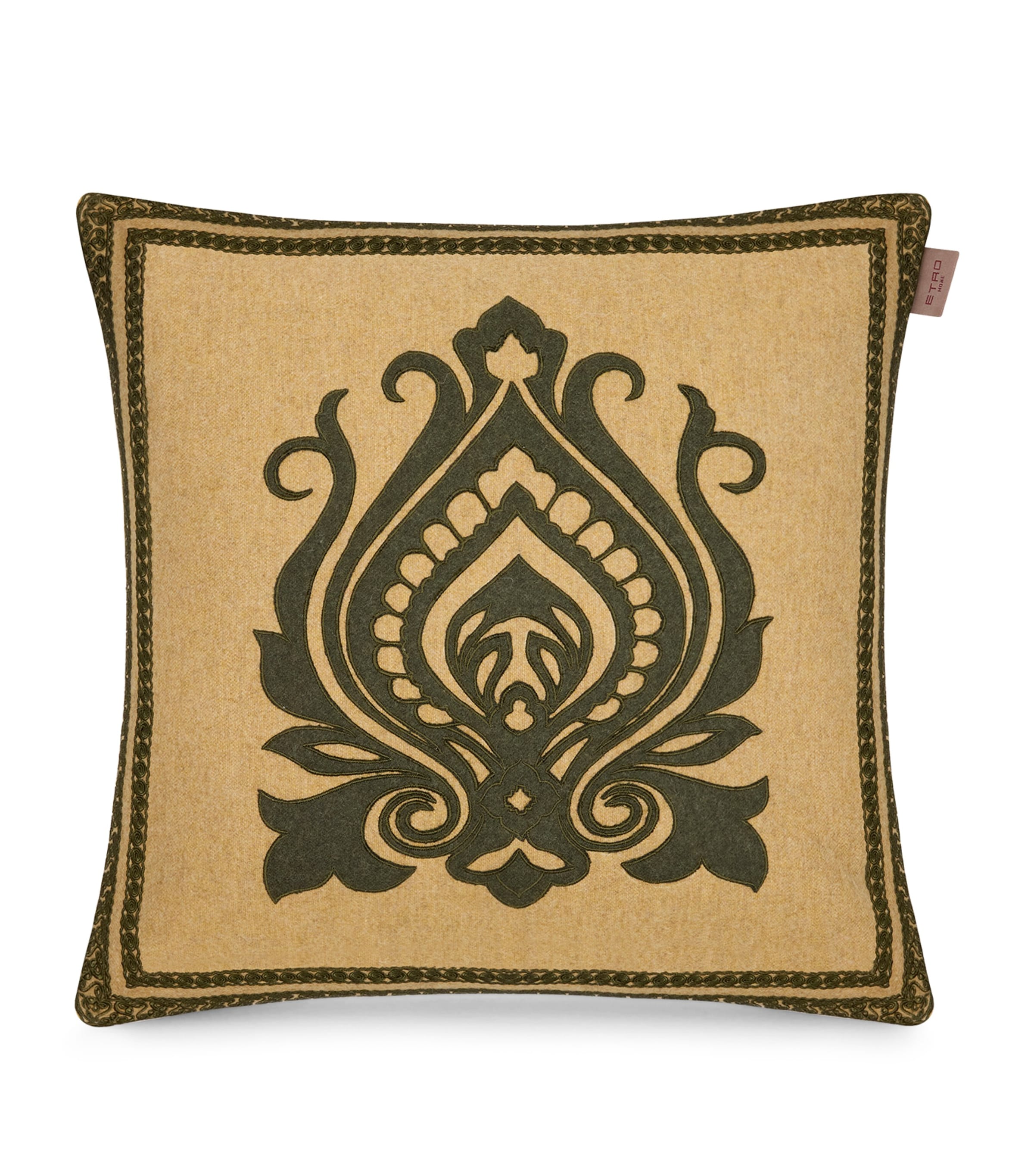 Etro Wool-blend Embroidered Gombo Cushion In Brown