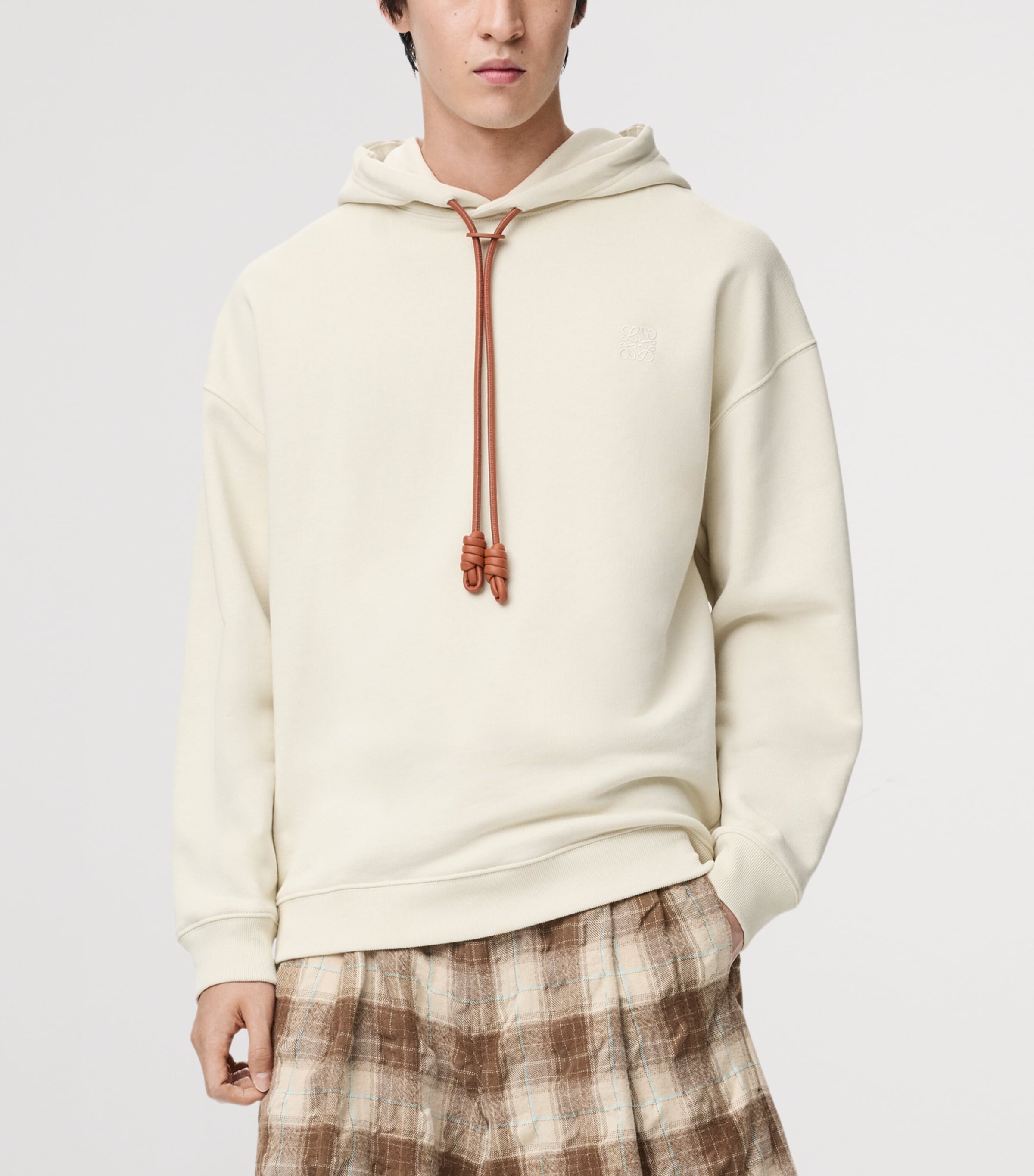 Cotton-Blend Anagram Hoodie ECRU Image 3