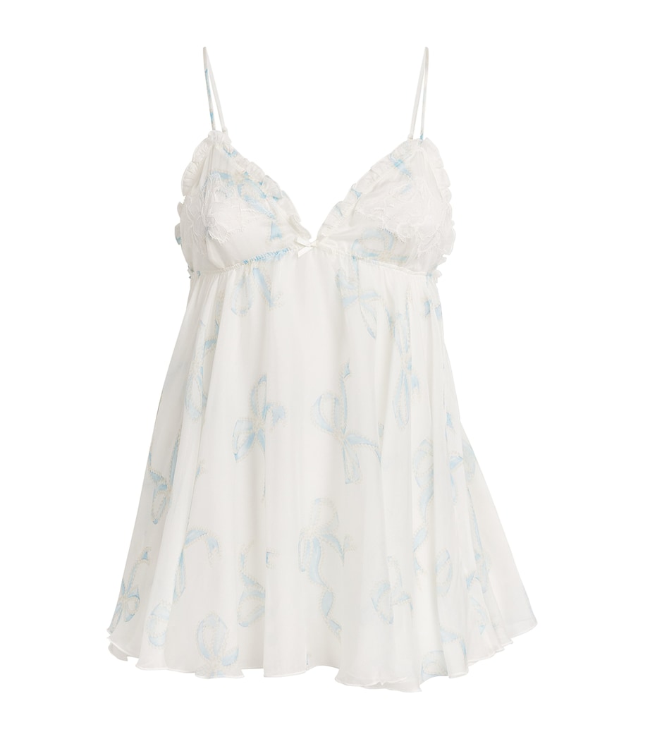 Skims Womens Silk Bridal Romance Babydoll Slip Ivory Prl Bows Prnt Image 1