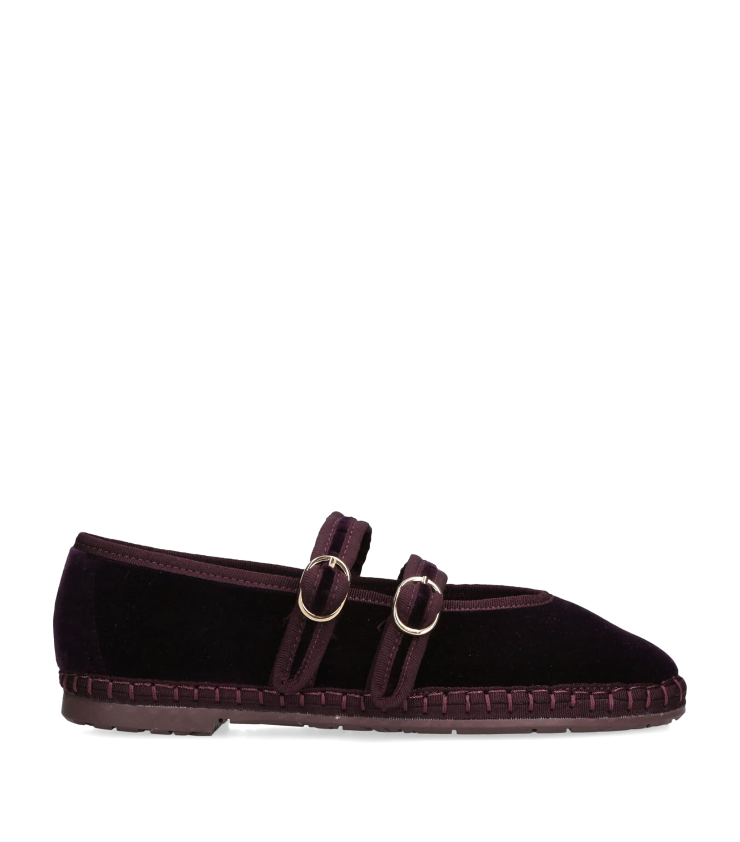 Flabelus Velvet Claire Mary Janes Purple Image 1