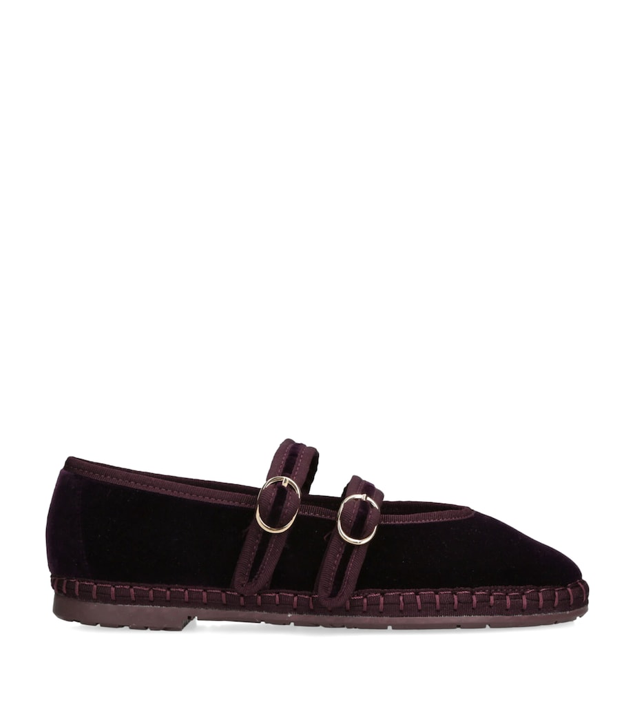 Flabelus Velvet Claire Mary Janes Purple Image 1