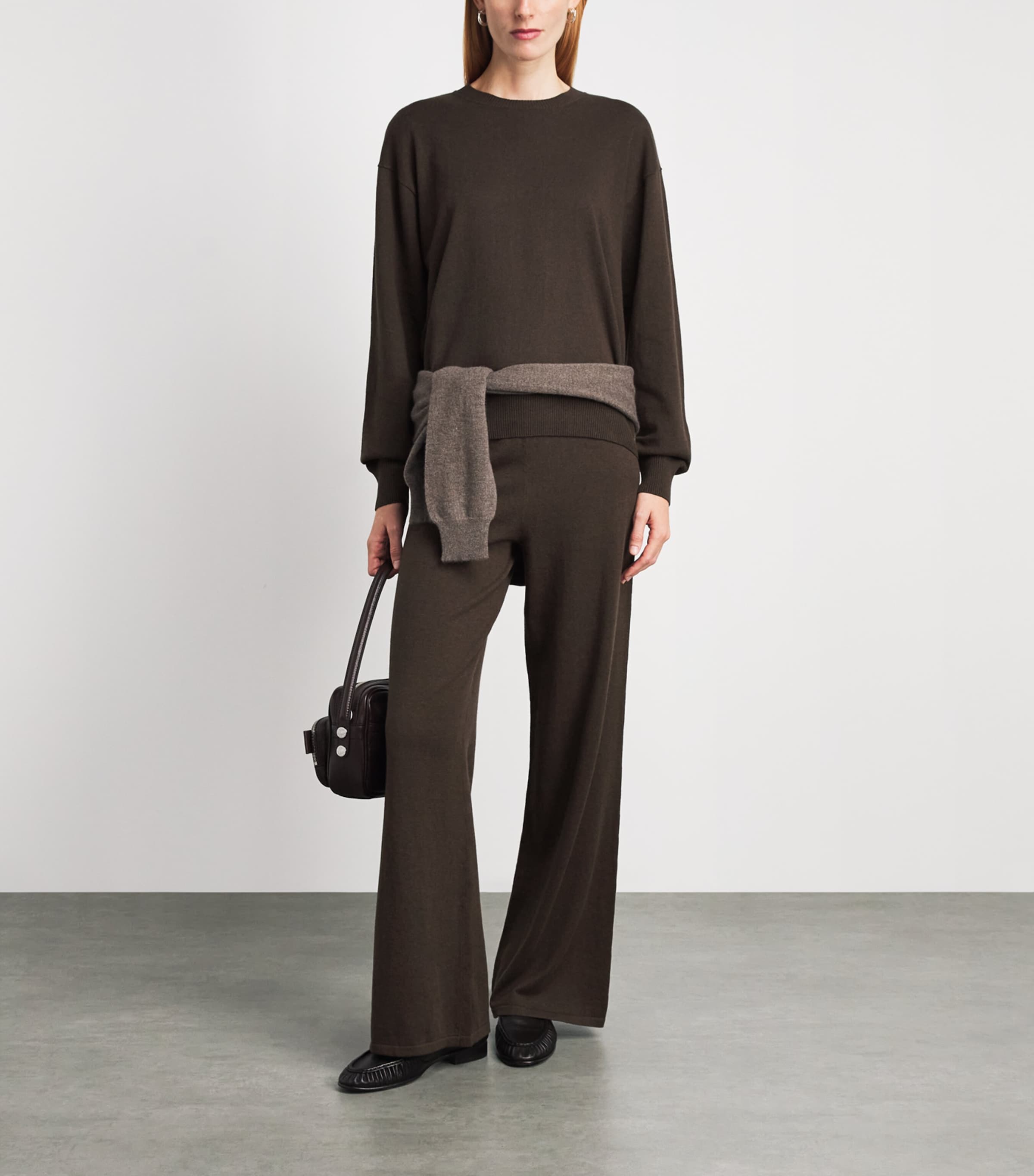 ÉTERNE Womens Cotton-Cashmere Brock Sweater Mushroom Image 2