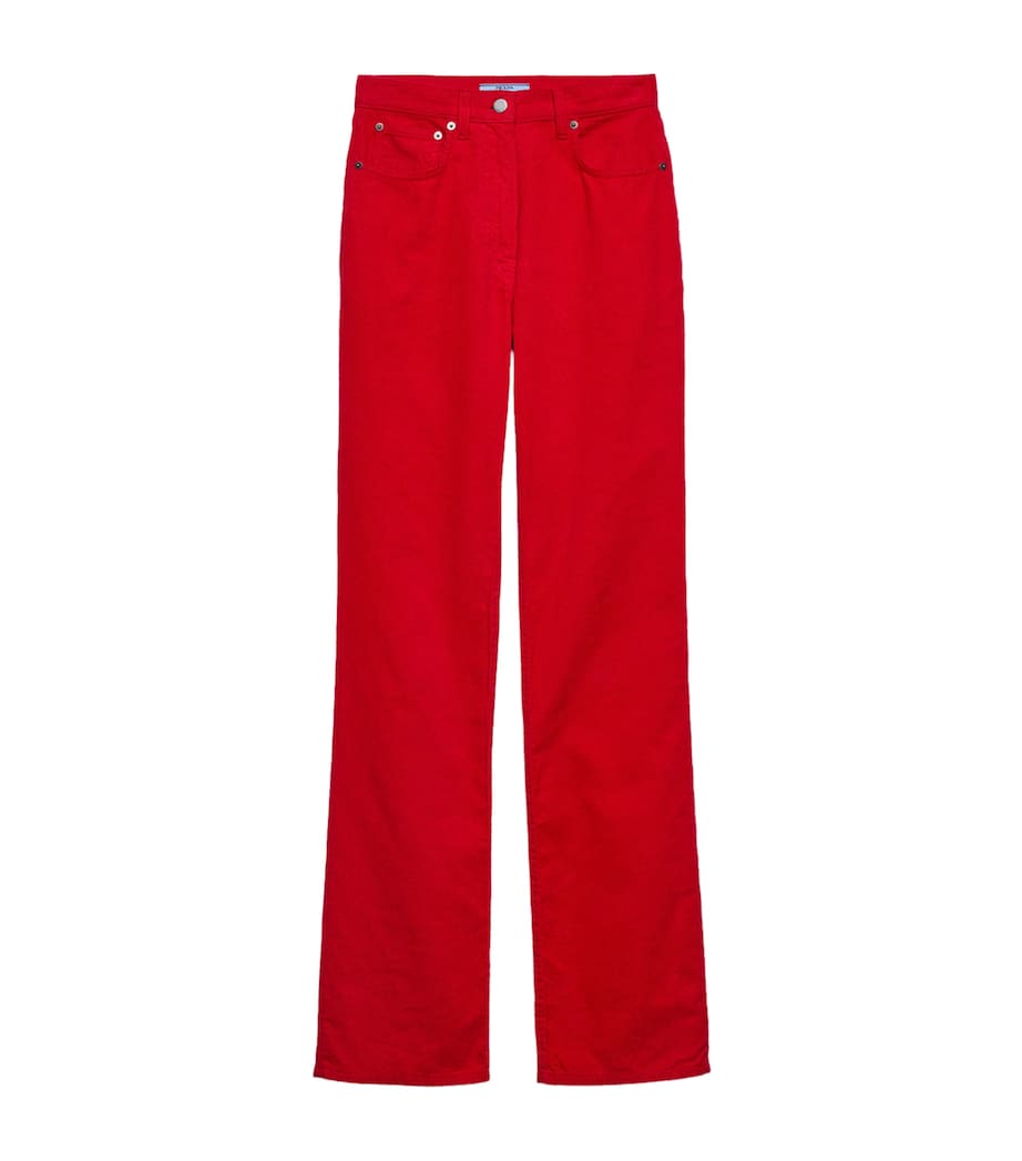 Corduroy Straight Trousers F01BW Image 1