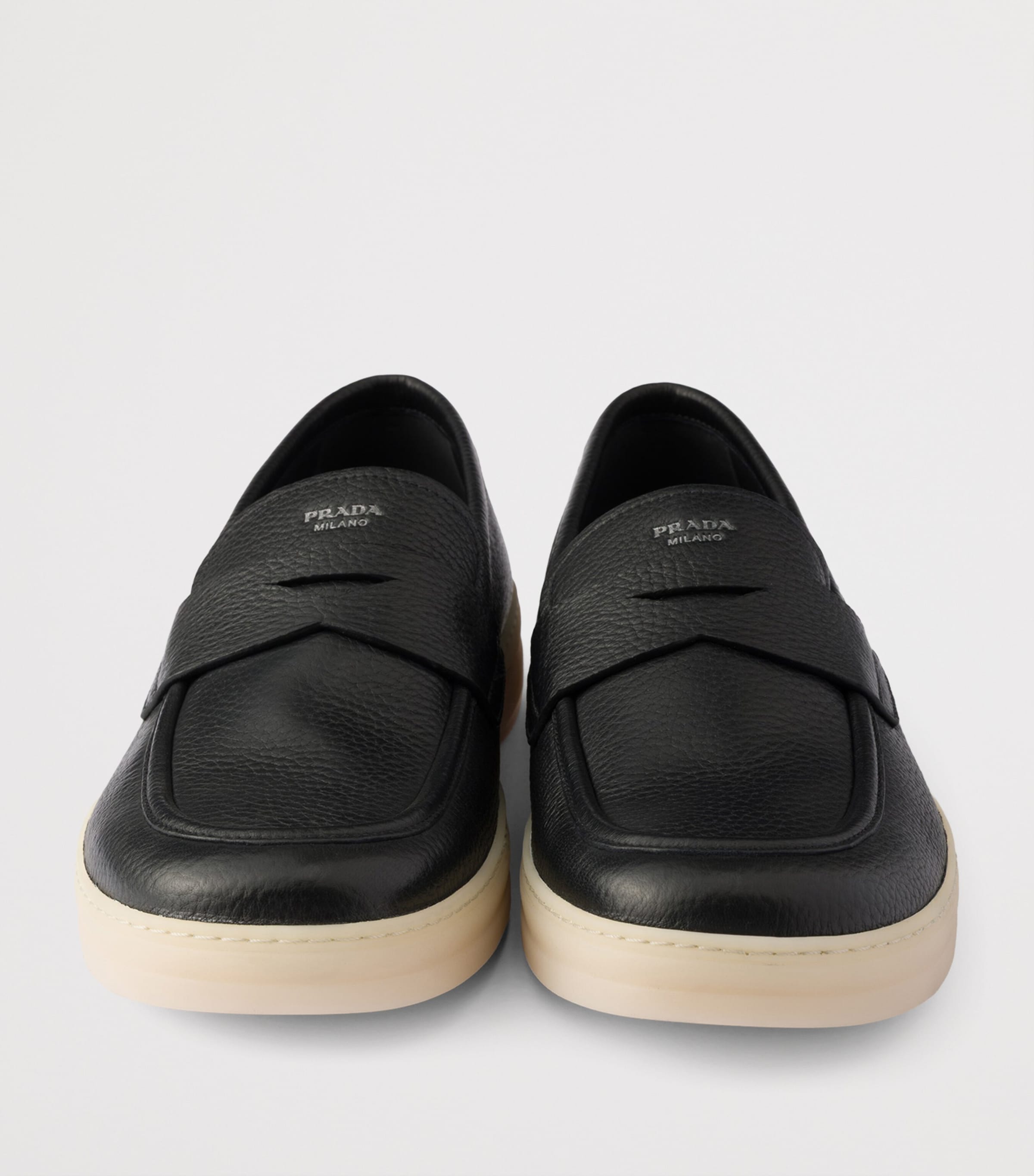 Prada Leather Logo Loafers Black Image 5