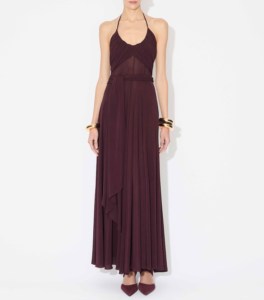 Halterneck Maxi Dress BORDEAUX Image 2