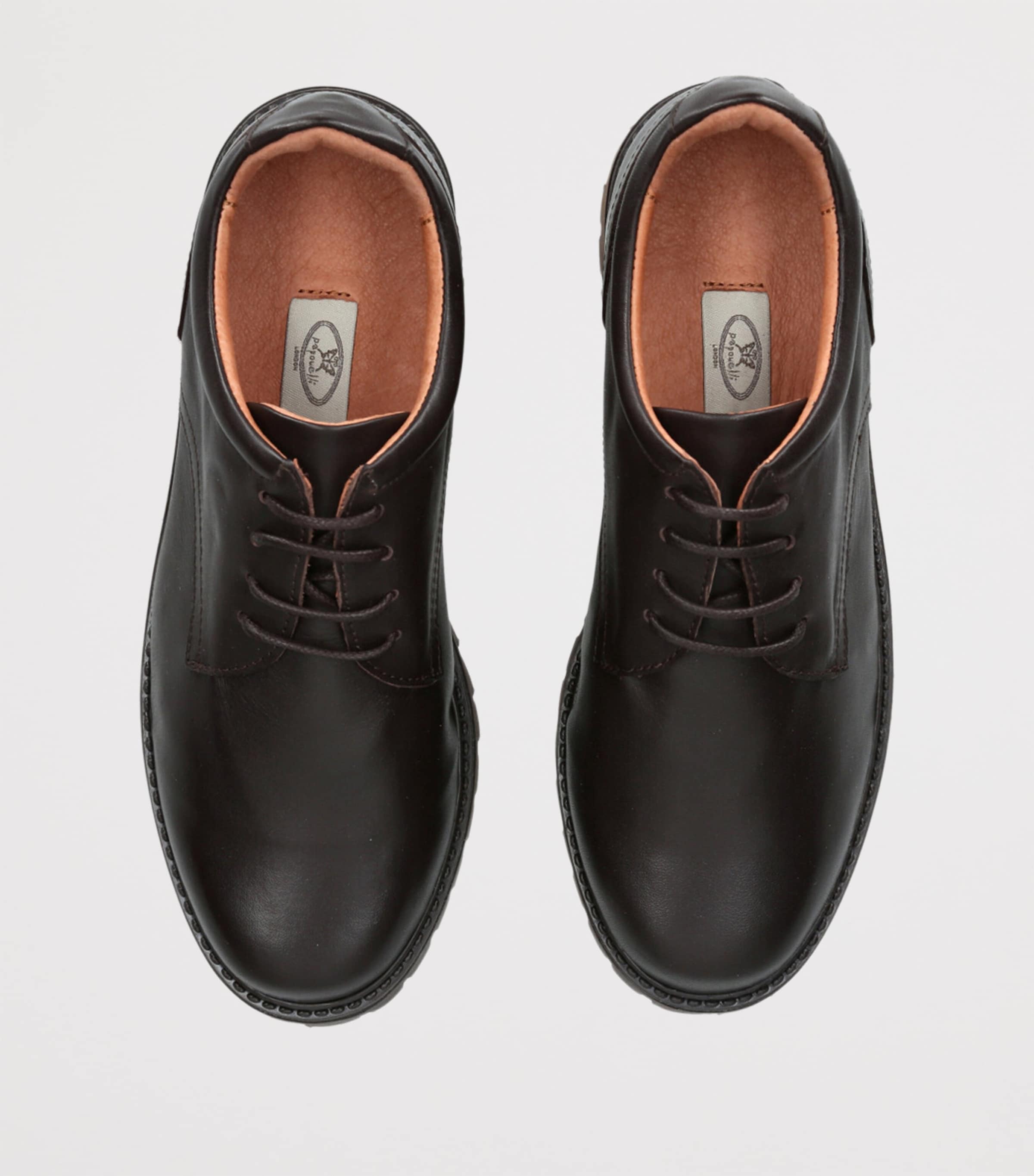 papouelli Leather Lace-Up Harry School Shoes Dark Brown Image 4