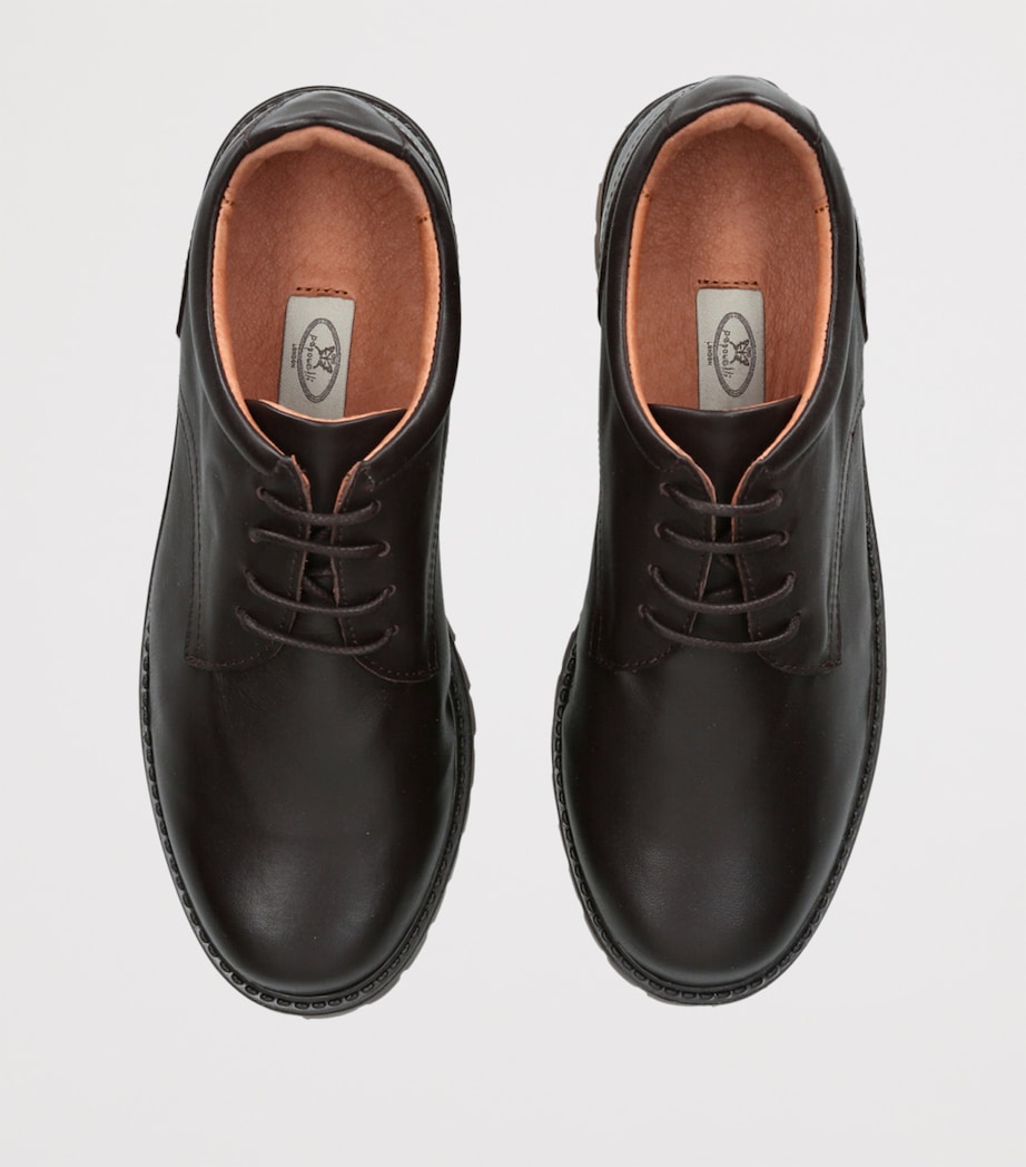 papouelli Leather Lace-Up Harry School Shoes Dark Brown Image 4