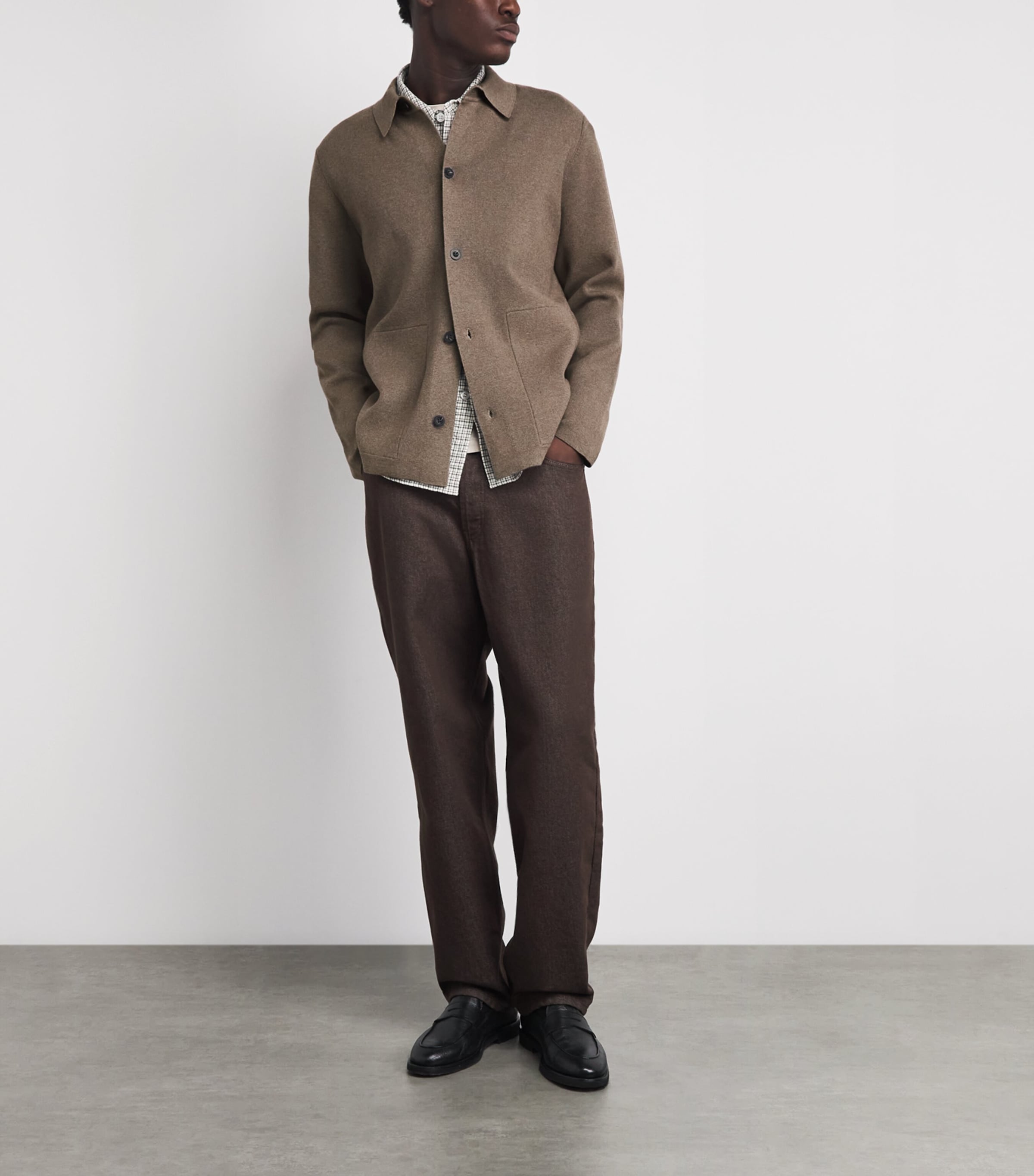 Vince Mens Milano-Knit Overshirt Lt H Tarmac Image 2