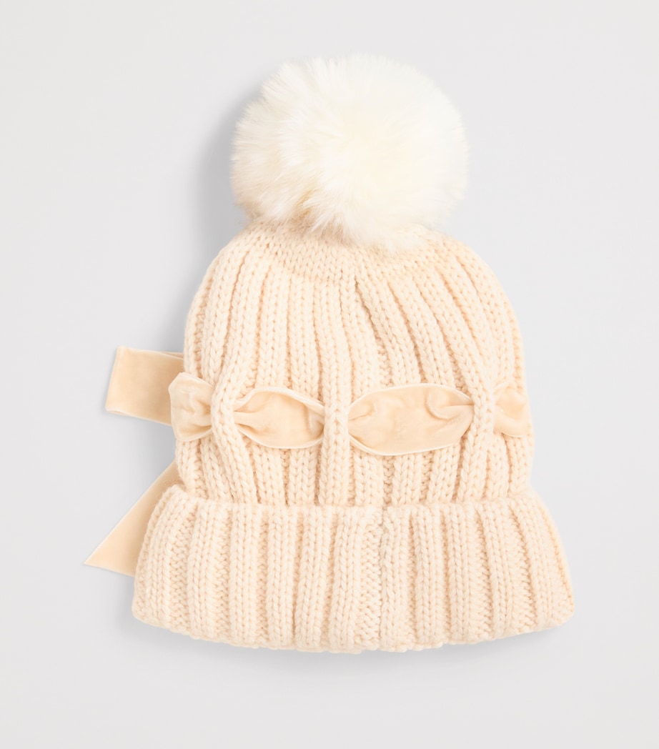 Monnalisa Ribbed Bow Hat Gardenia Image 2