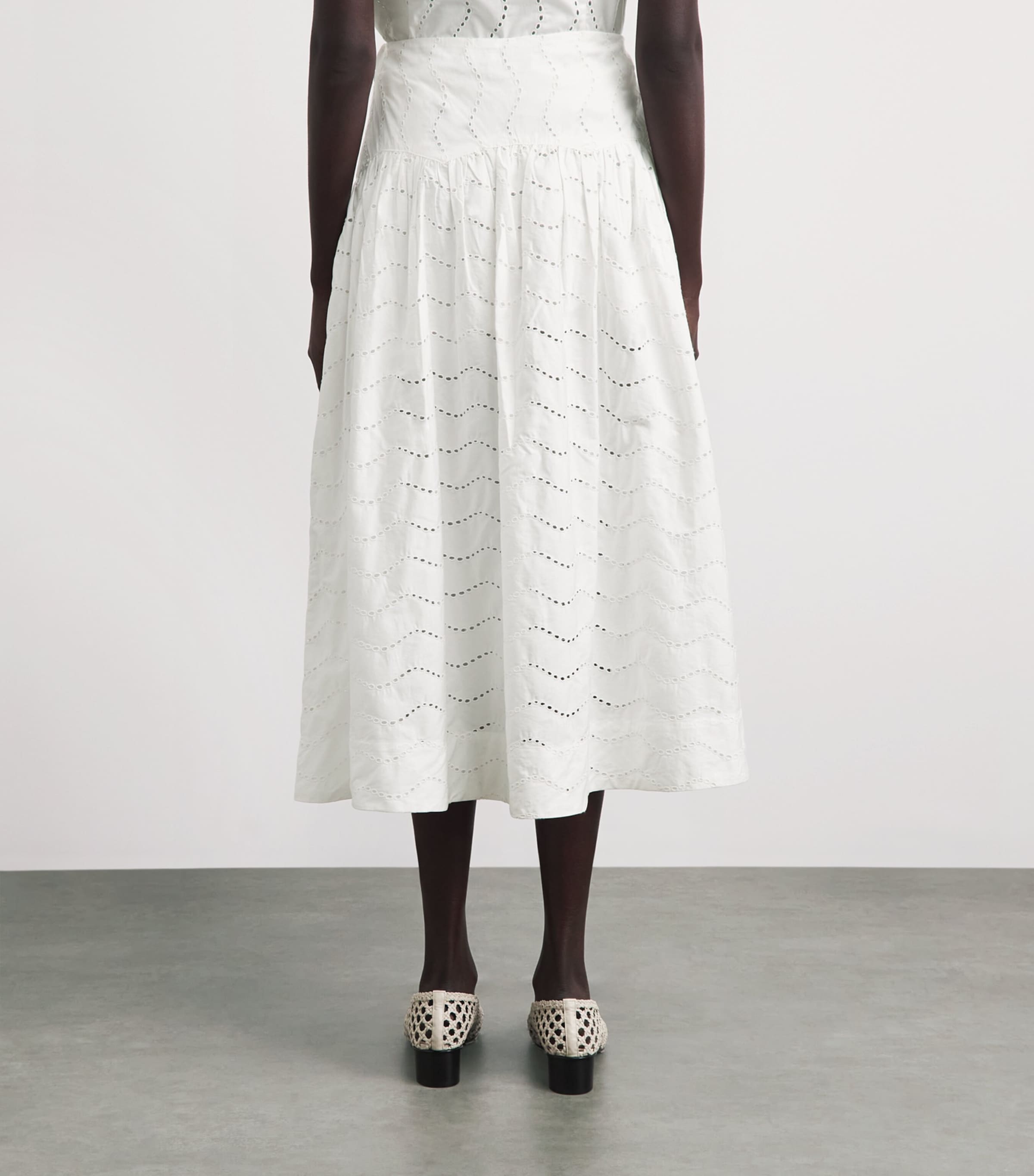 Polo Ralph Lauren Womens Cotton Eyelet Maxi Skirt White Image 5