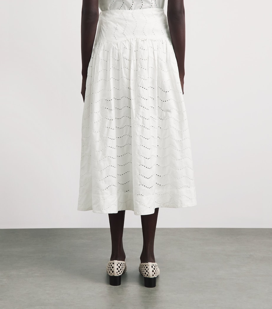 Polo Ralph Lauren Womens Cotton Eyelet Maxi Skirt White Image 5