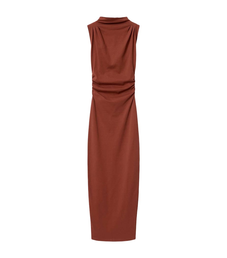 AllSaints Womens Stretch-Cotton Katarina Maxi Dress Rust Brown Image 1