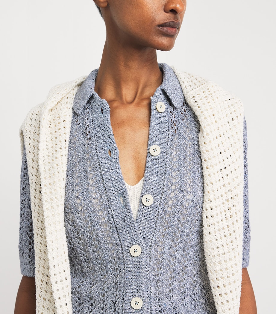 Eleventy Womens Linen-Cotton Cardigan Nuvola Image 3