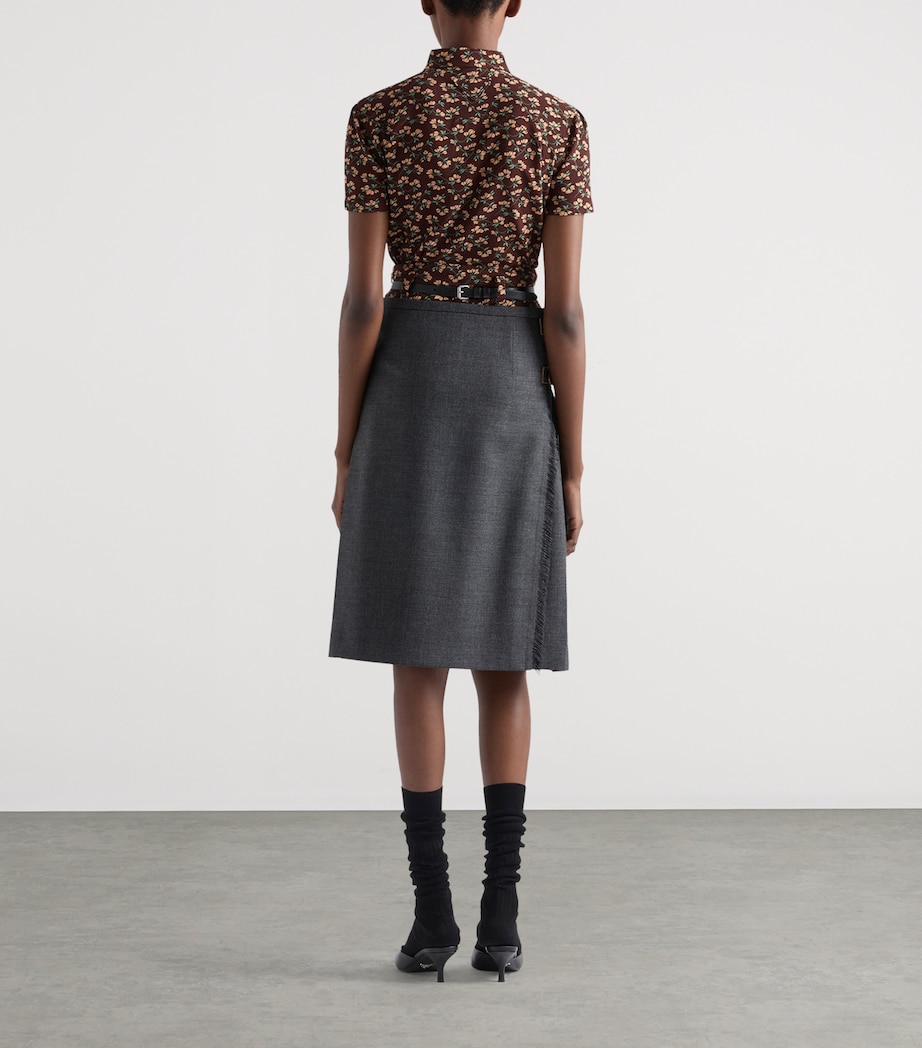 Wool Hopsack Pleated Midi Skirt F0480 Image 5