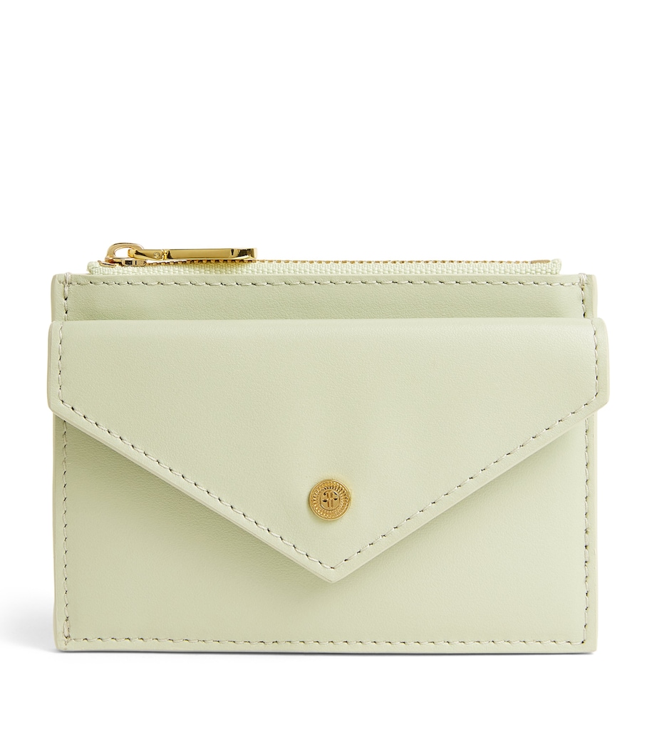 Leather Zip-Up Card Holder GREEN Image 1