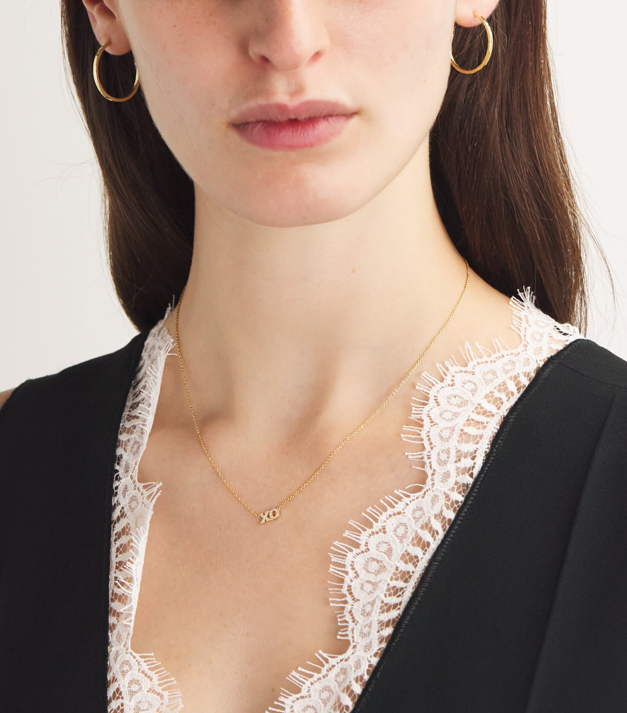 Yellow Gold and Diamond XO Necklace YELLOW GOLD Image 2