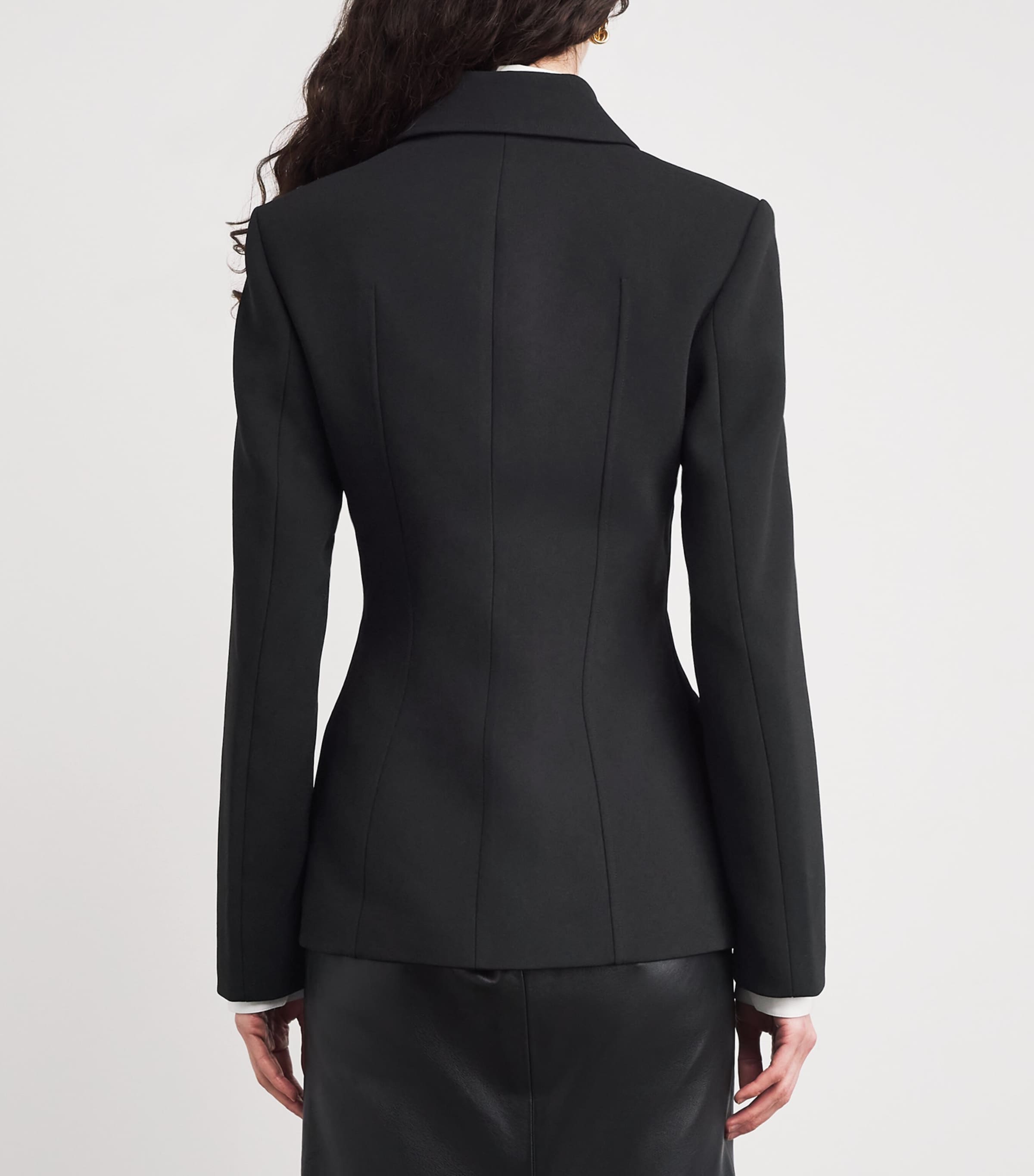 Cinched Collared Jacket 001 BLACK Image 4