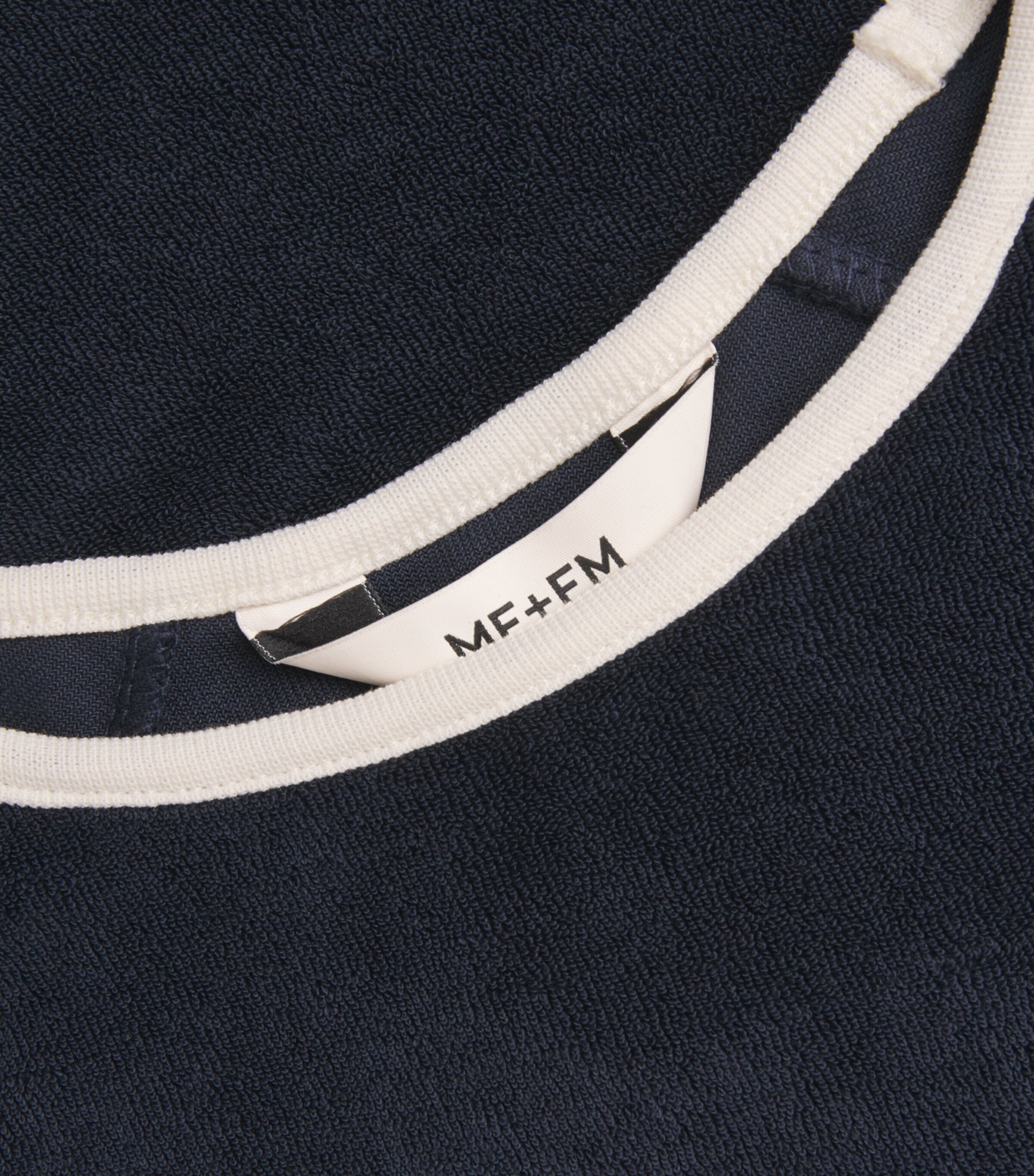 ME+EM Womens Organic Cotton-Blend Terry Baby T-Shirt Navy/cream Image 6