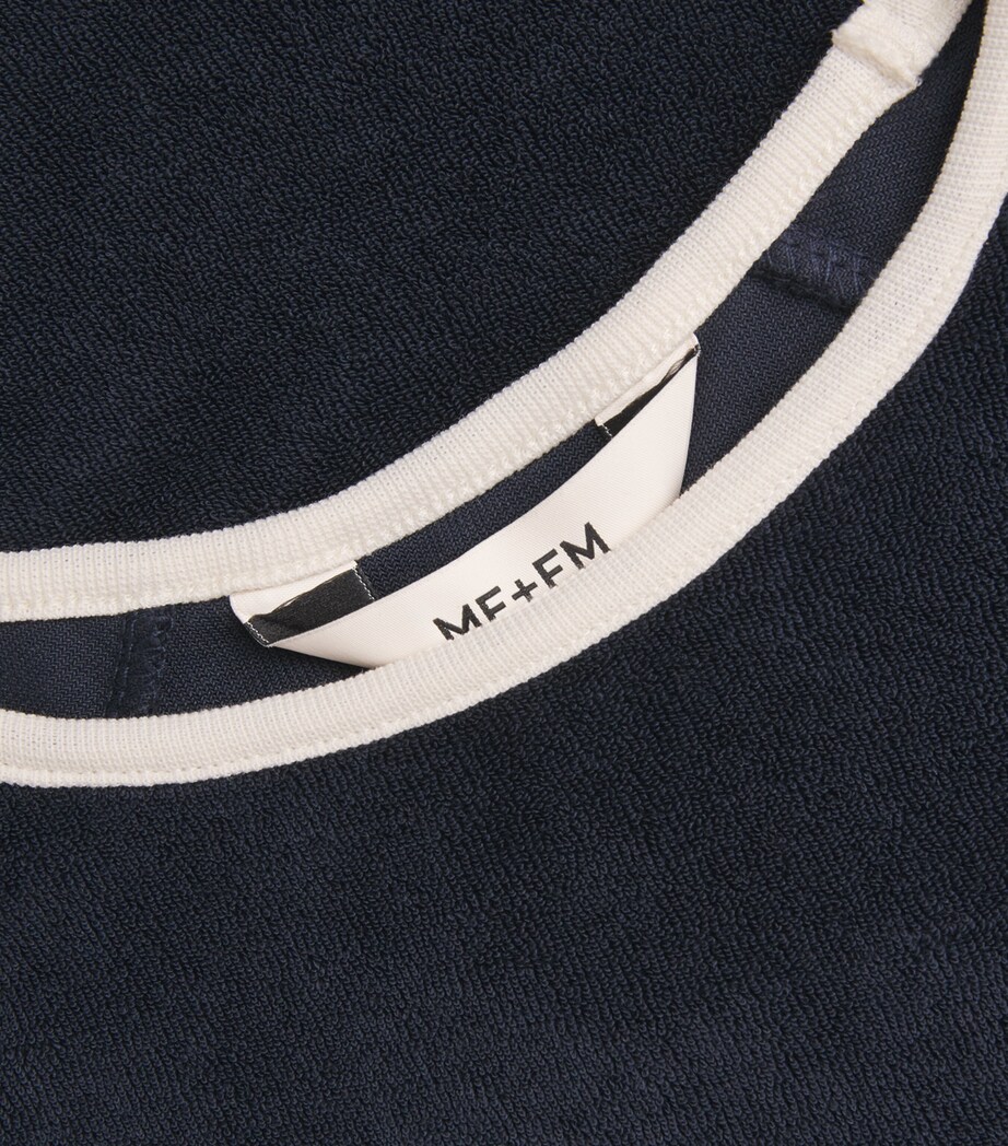 ME+EM Womens Organic Cotton-Blend Terry Baby T-Shirt Navy/cream Image 6