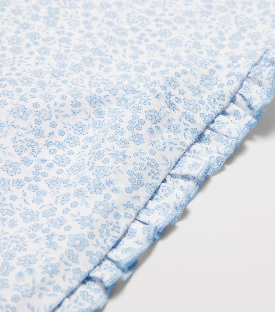 Kissy Kissy Pima Cotton Floral Blanket Light Blue Image 4