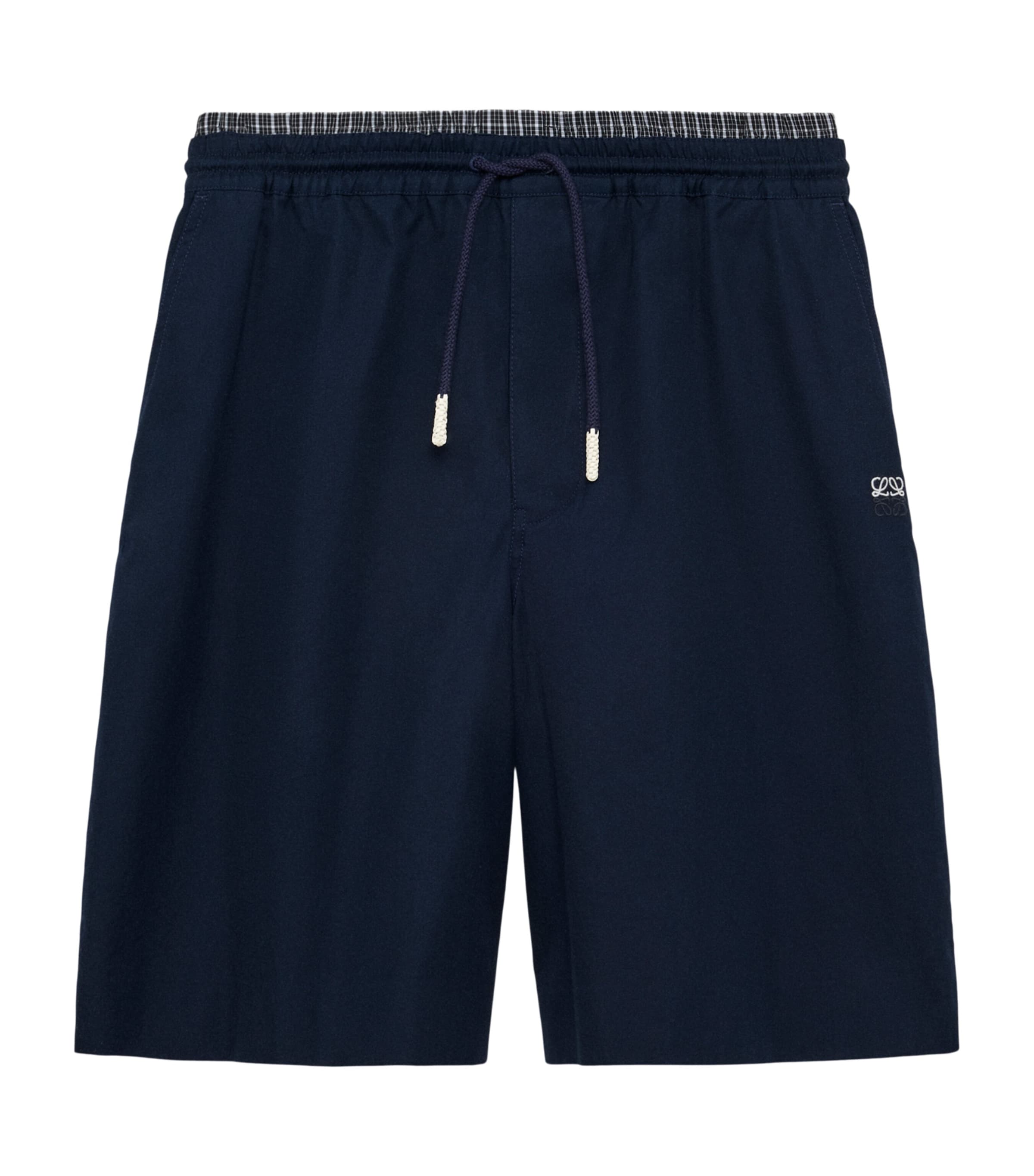 LOEWE Mens Cotton Drawstring Shorts Dark Navy Image 1