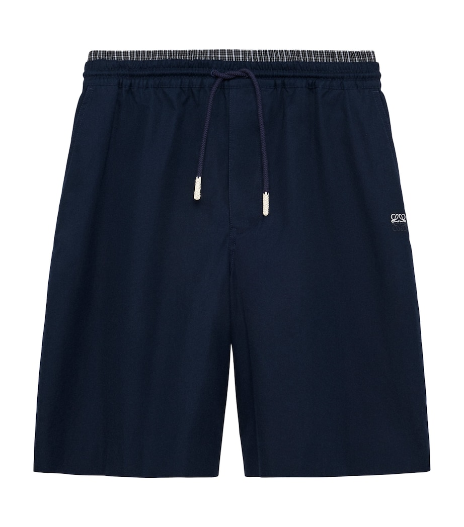 LOEWE Mens Cotton Drawstring Shorts Dark Navy Image 1