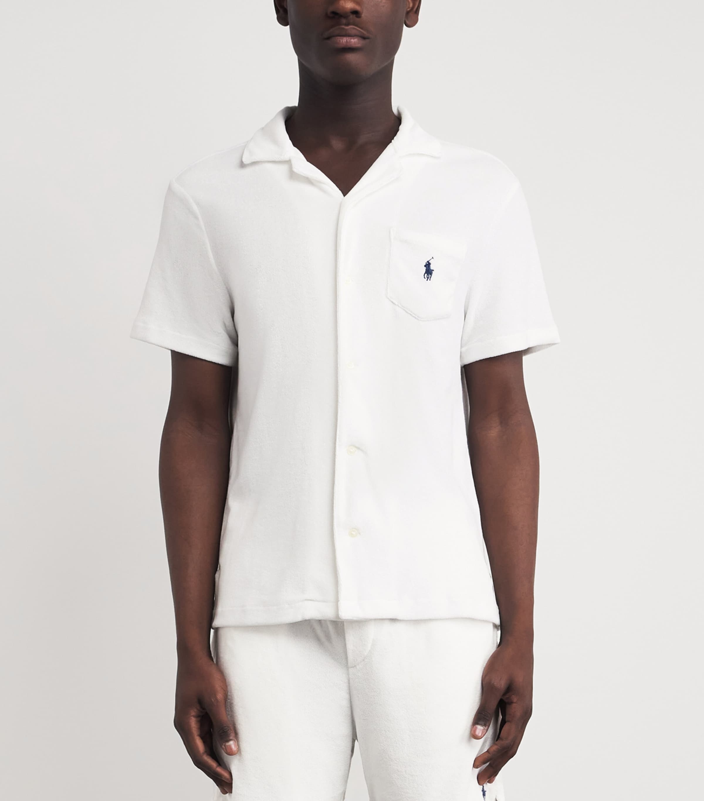 Polo Ralph Lauren Mens Cotton Terry Short-Sleeve Shirt White Image 4