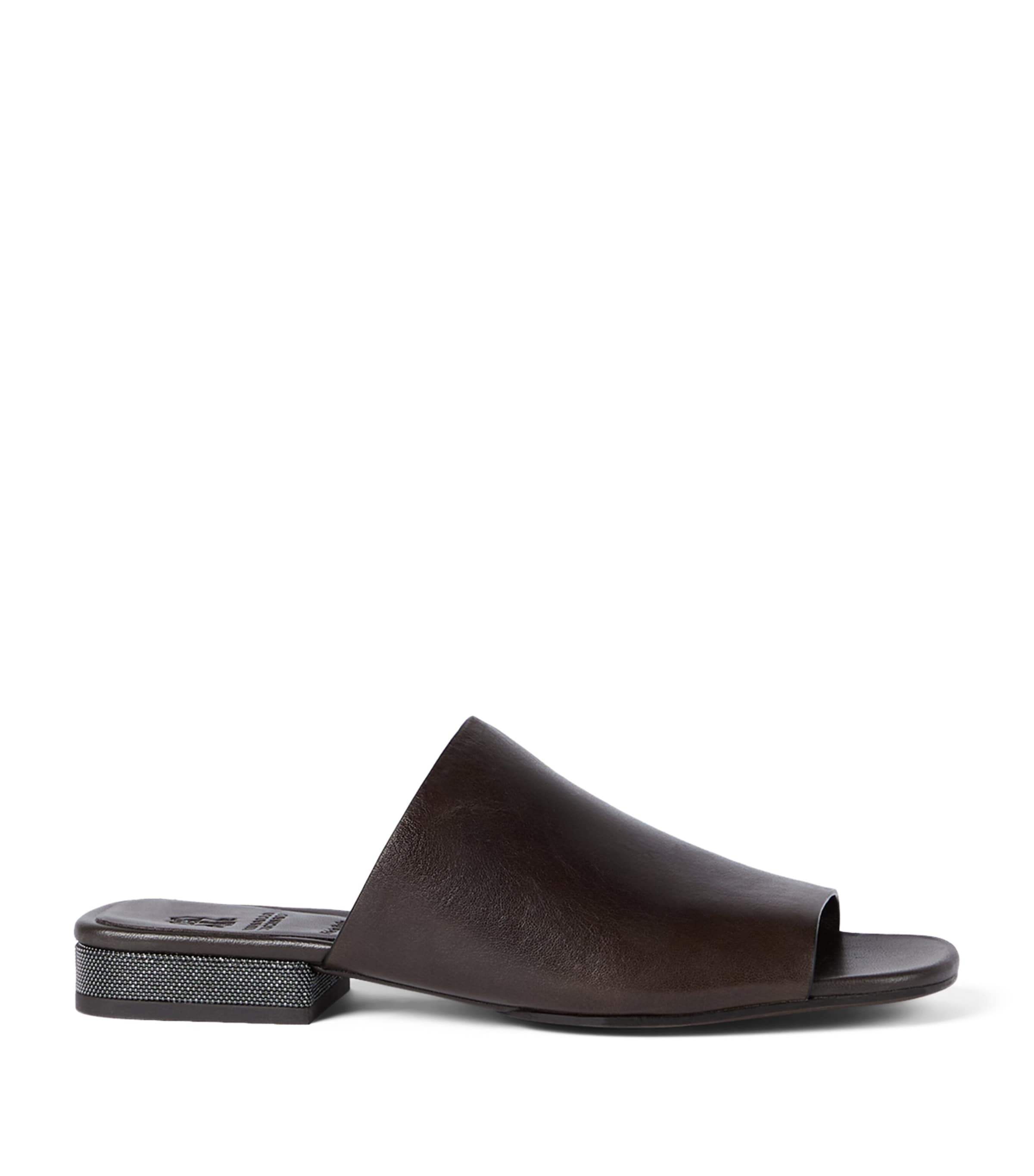 Brunello Cucinelli Leather Monili-Trim Slippers Image 1