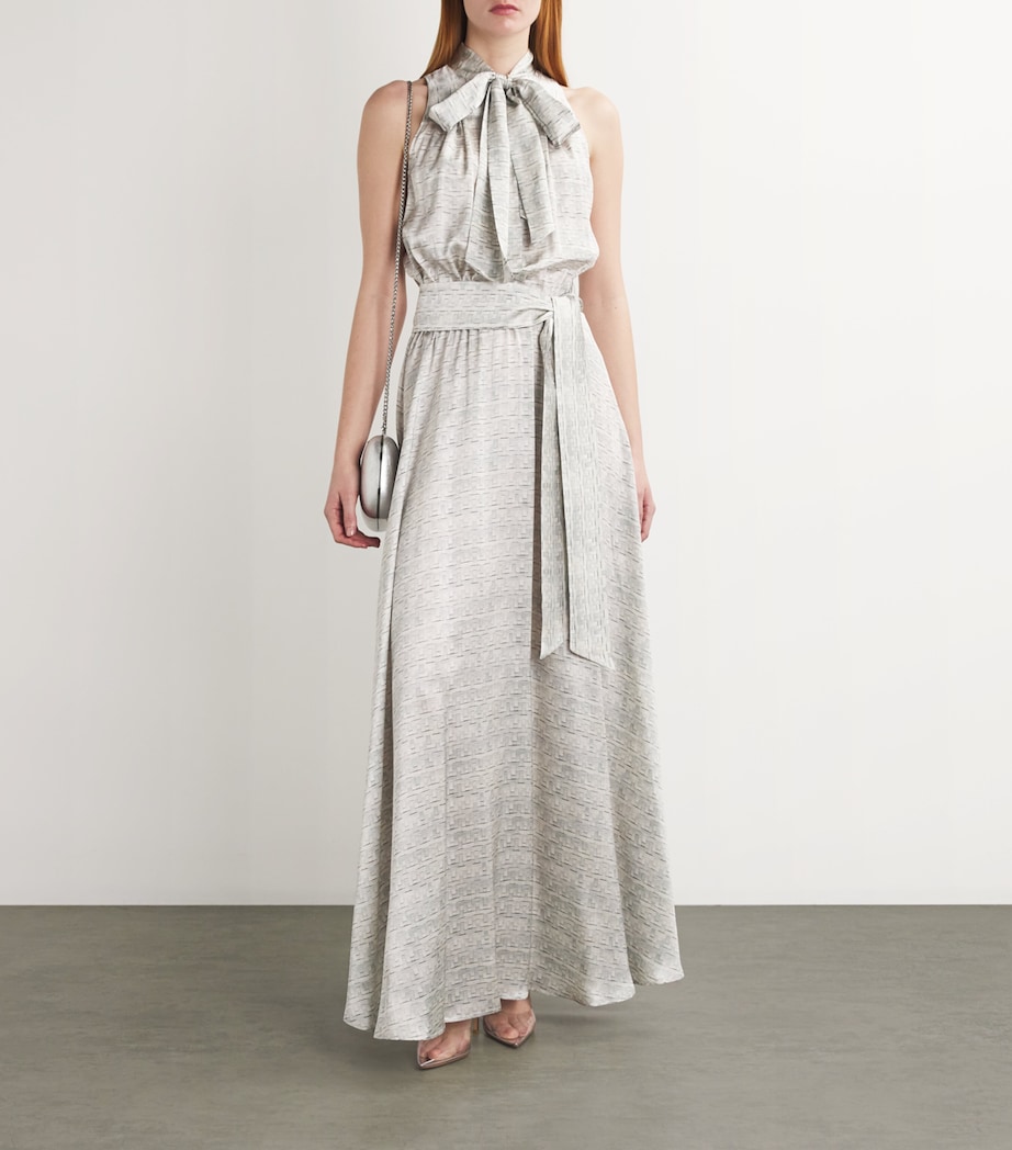 Kiton Womens Silk Printed Maxi Dress Sky Blue Image 2