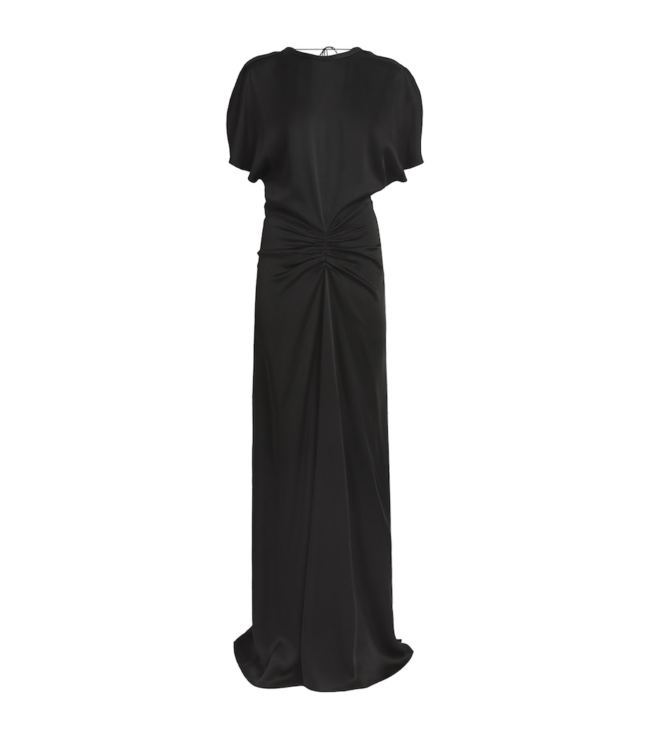 Gathered-Waist Maxi Dress BLACK Image 1