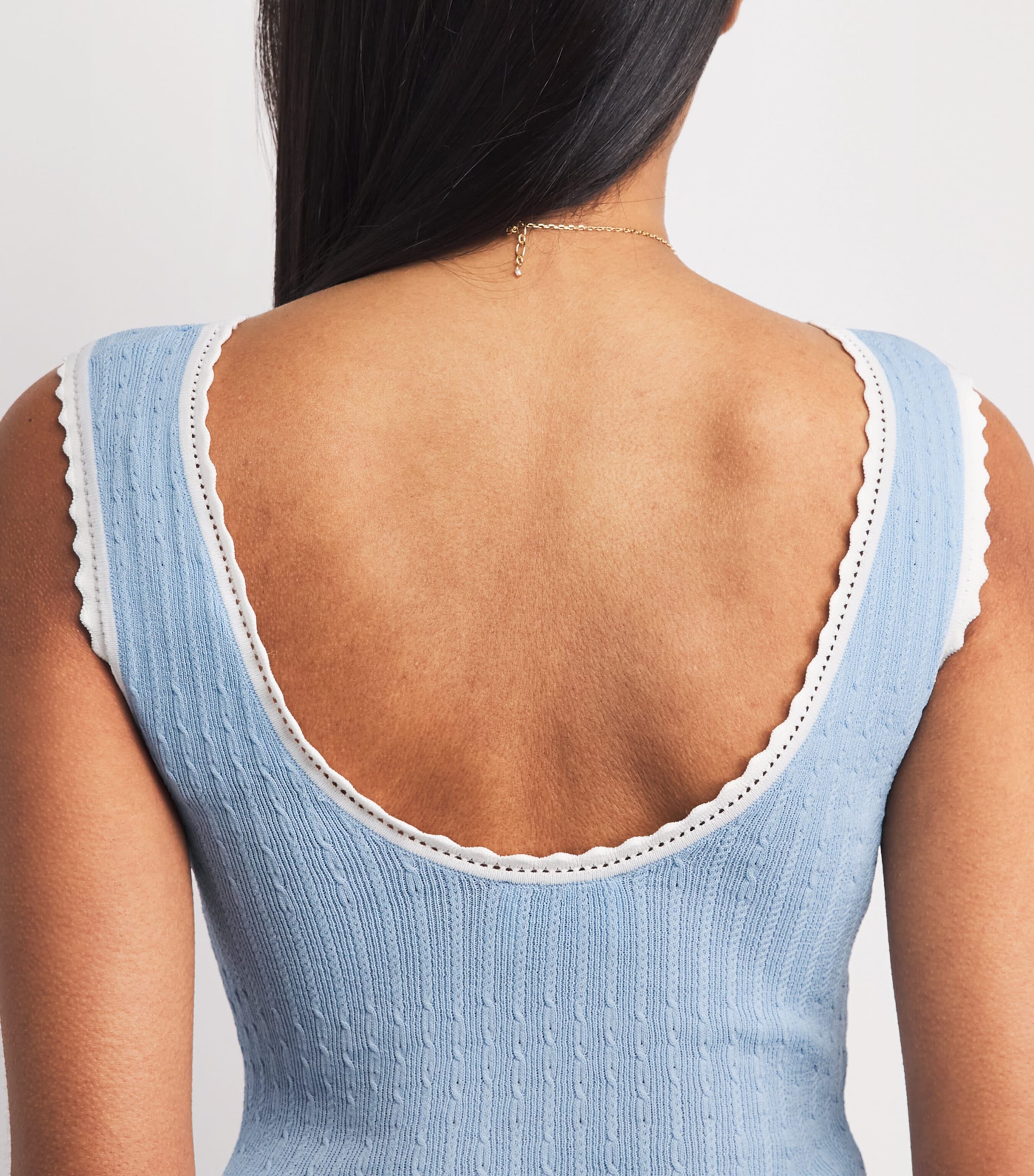 Claudie Pierlot Womens Knitted Pointelle Tank Top Cloud Blue Image 3