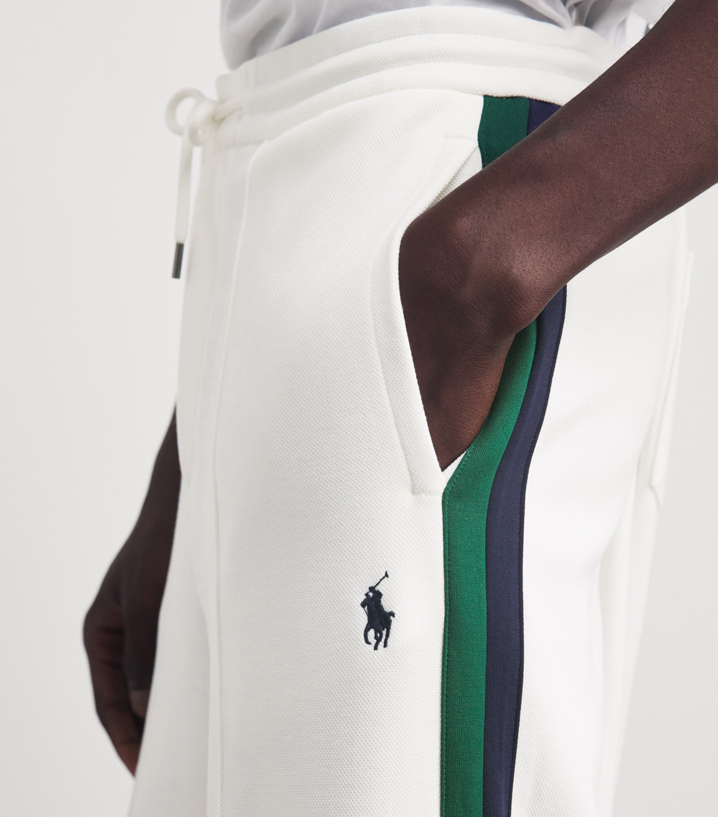 Polo Ralph Lauren Mens Stripe Open-Cuff Sweatpants White Image 3