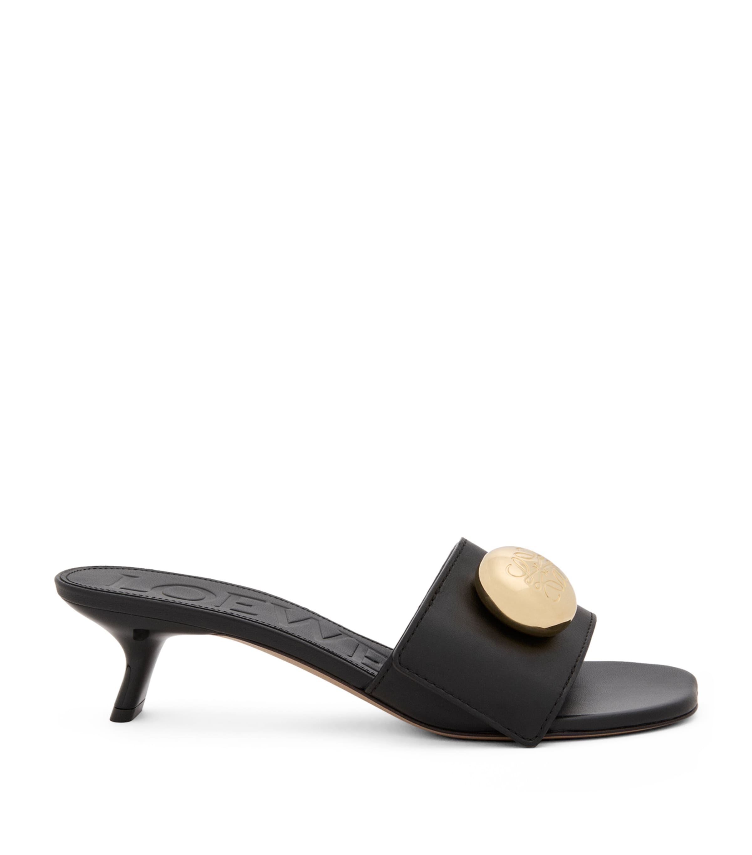Loewe Pebble Slides In Soft Calfskin In Black