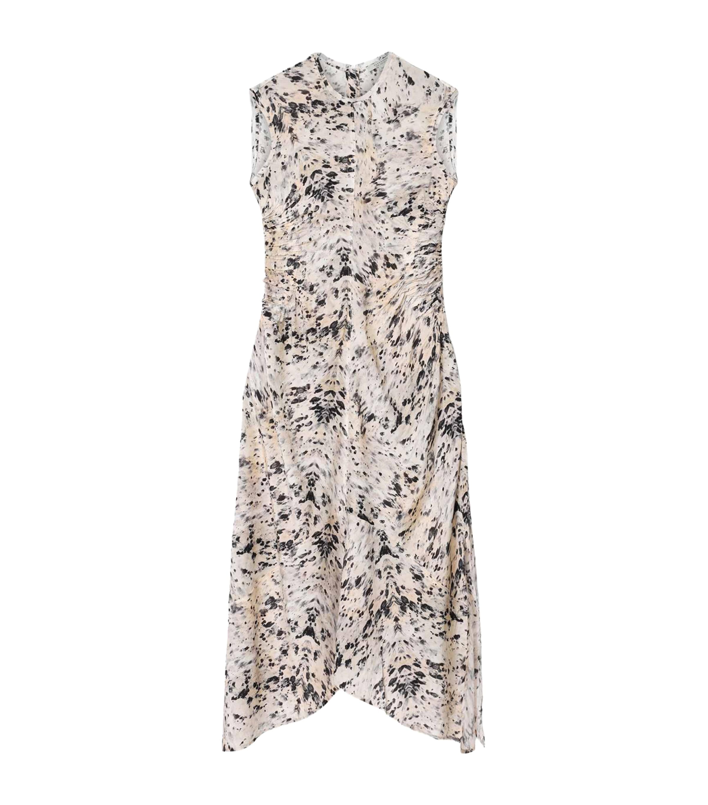 AllSaints Womens Printed Asymmetric Noor Maxi Dress Canter Ecru White Image 1