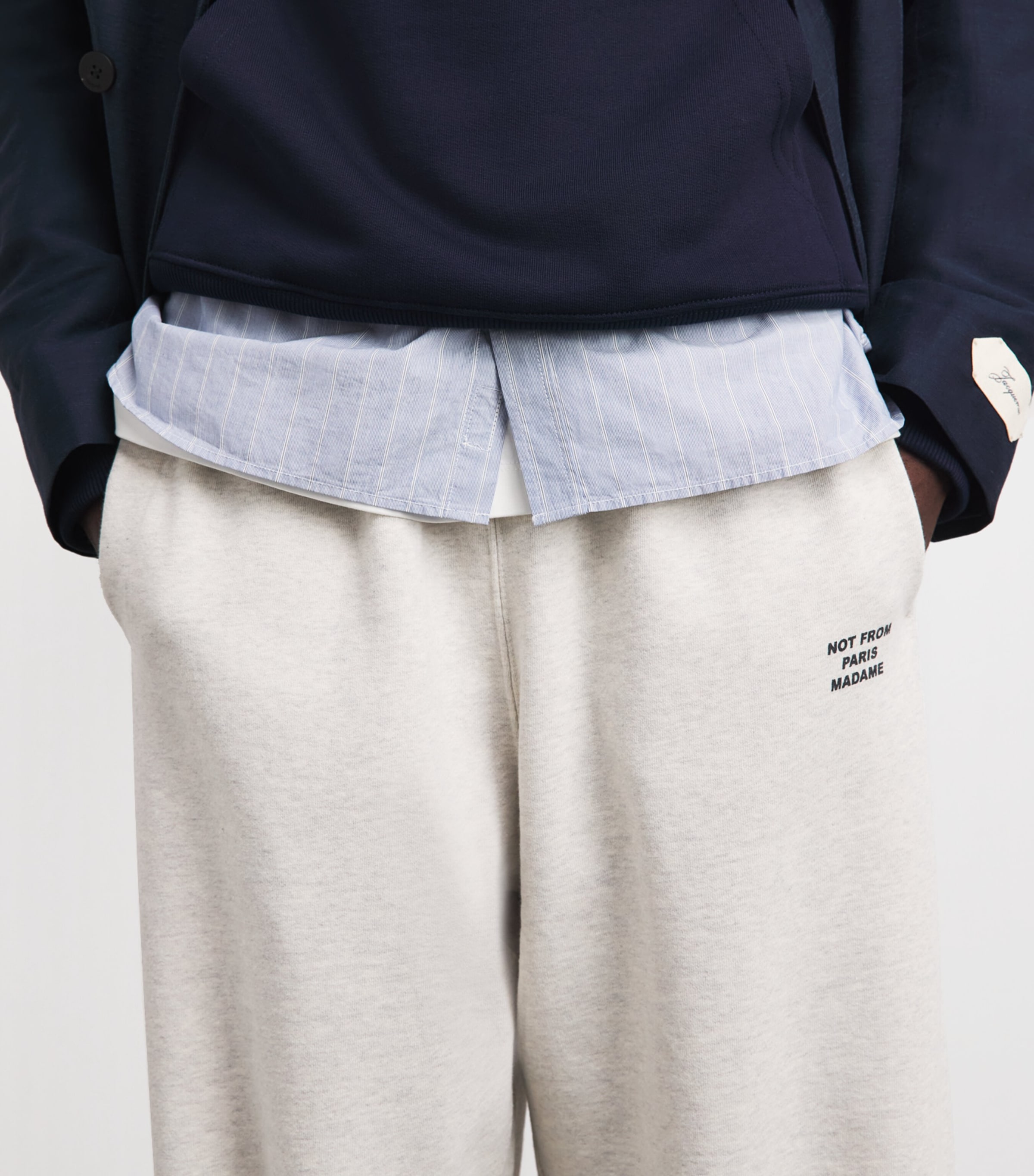 Drôle de Monsieur Mens Cotton Fleece Slogan Sweatpants Grey Image 3
