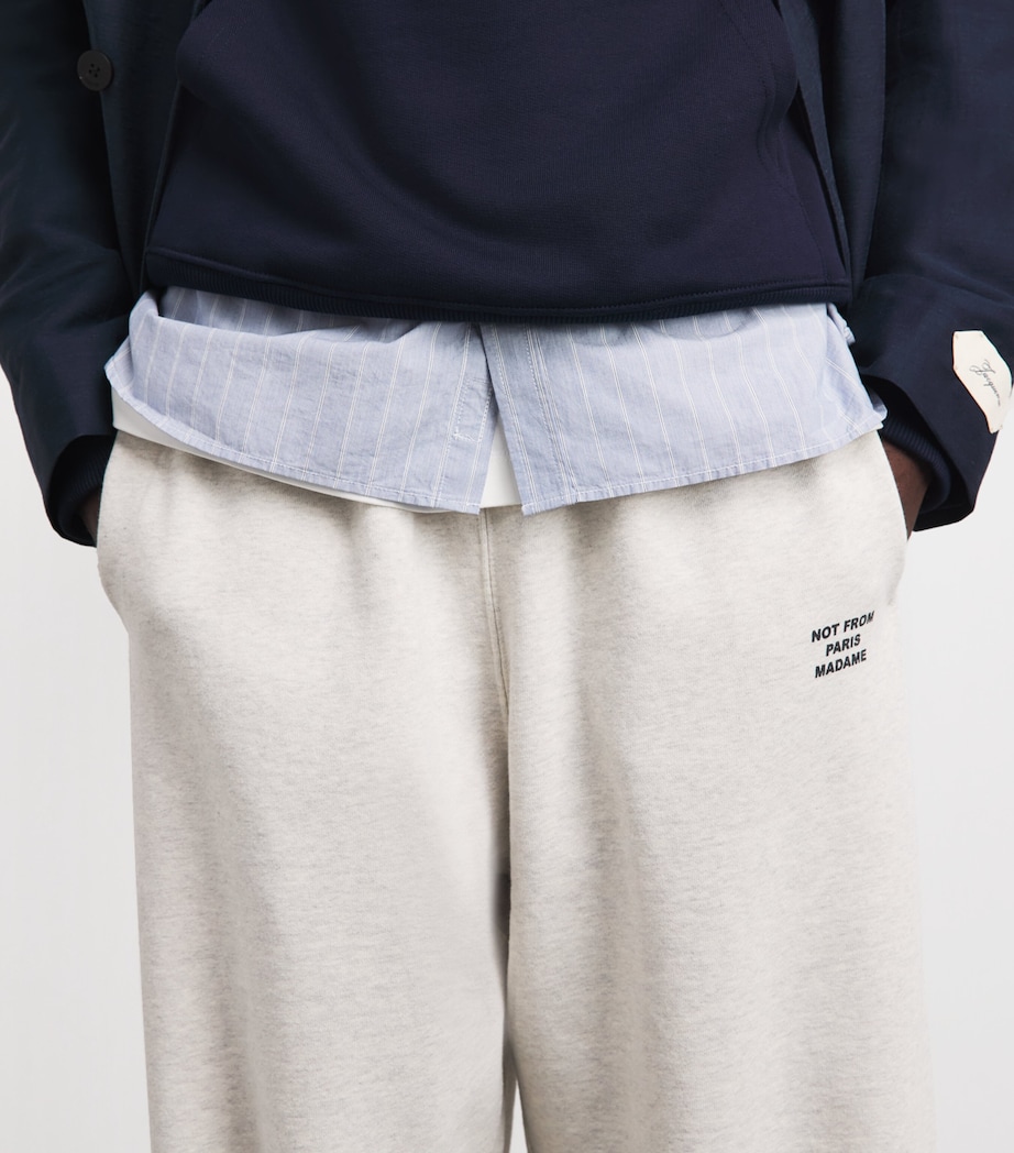 Drôle de Monsieur Mens Cotton Fleece Slogan Sweatpants Grey Image 3