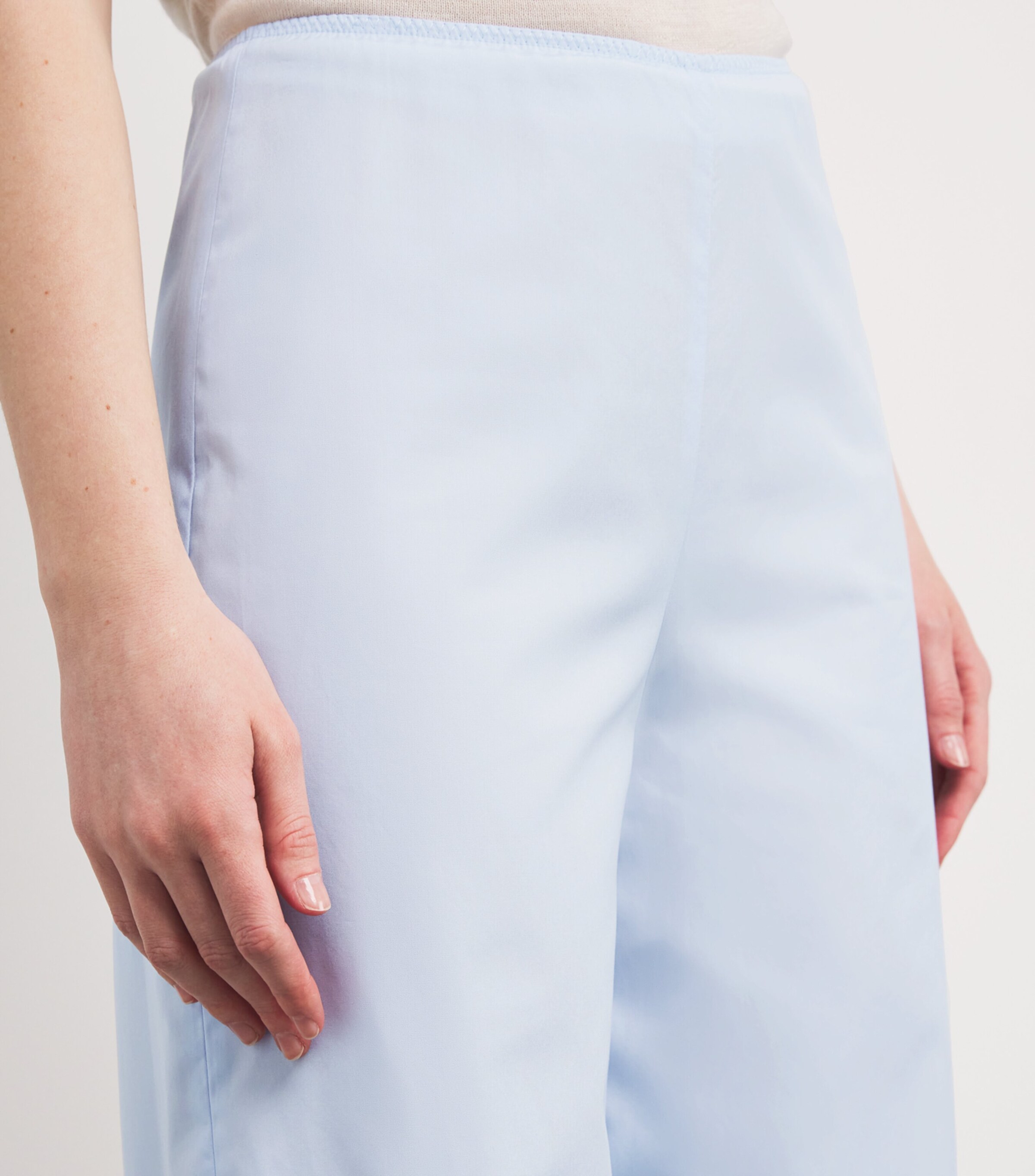 Liberowe Womens Cotton Poplin Pajama Trousers Pale Blue Image 6