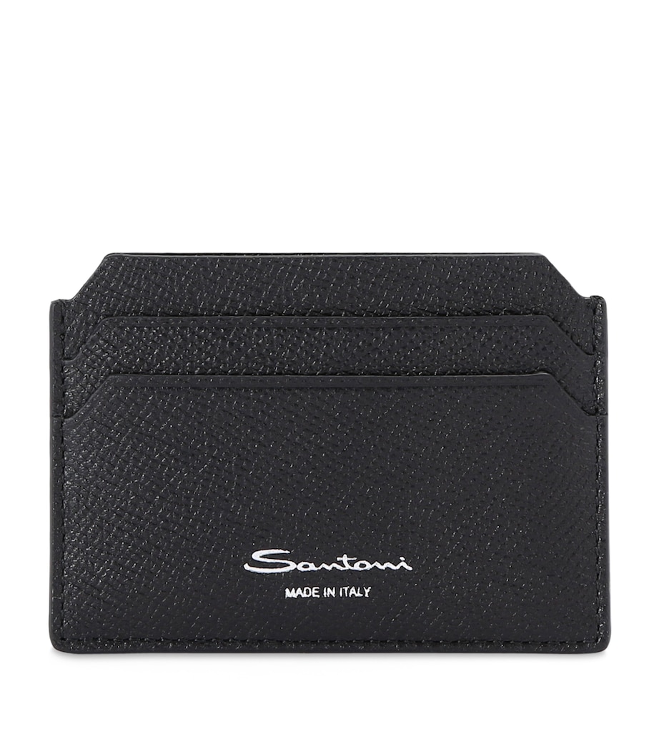 Textured Leather Card Holder BLACK Image 1