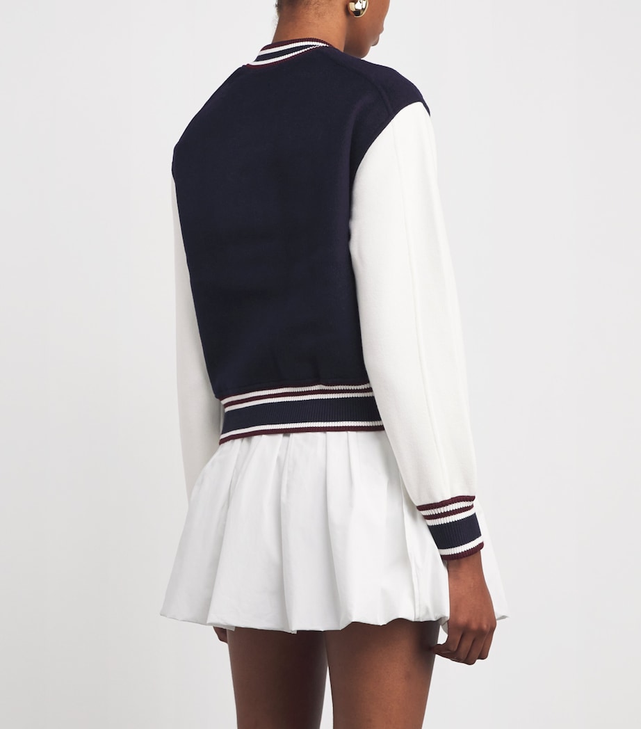 Wool Stripe-Trim Bomber Jacket NAVY Image 4