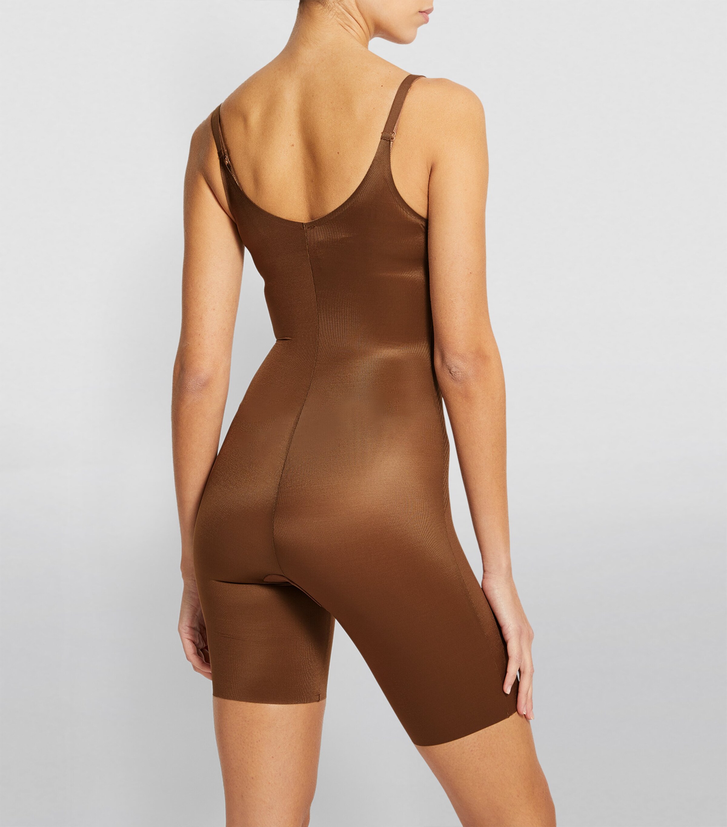 SPANXshape Invisible Open-Bust Mid-Thigh Bodysuit - Medium Control CHESTNUT BROWN Image 3