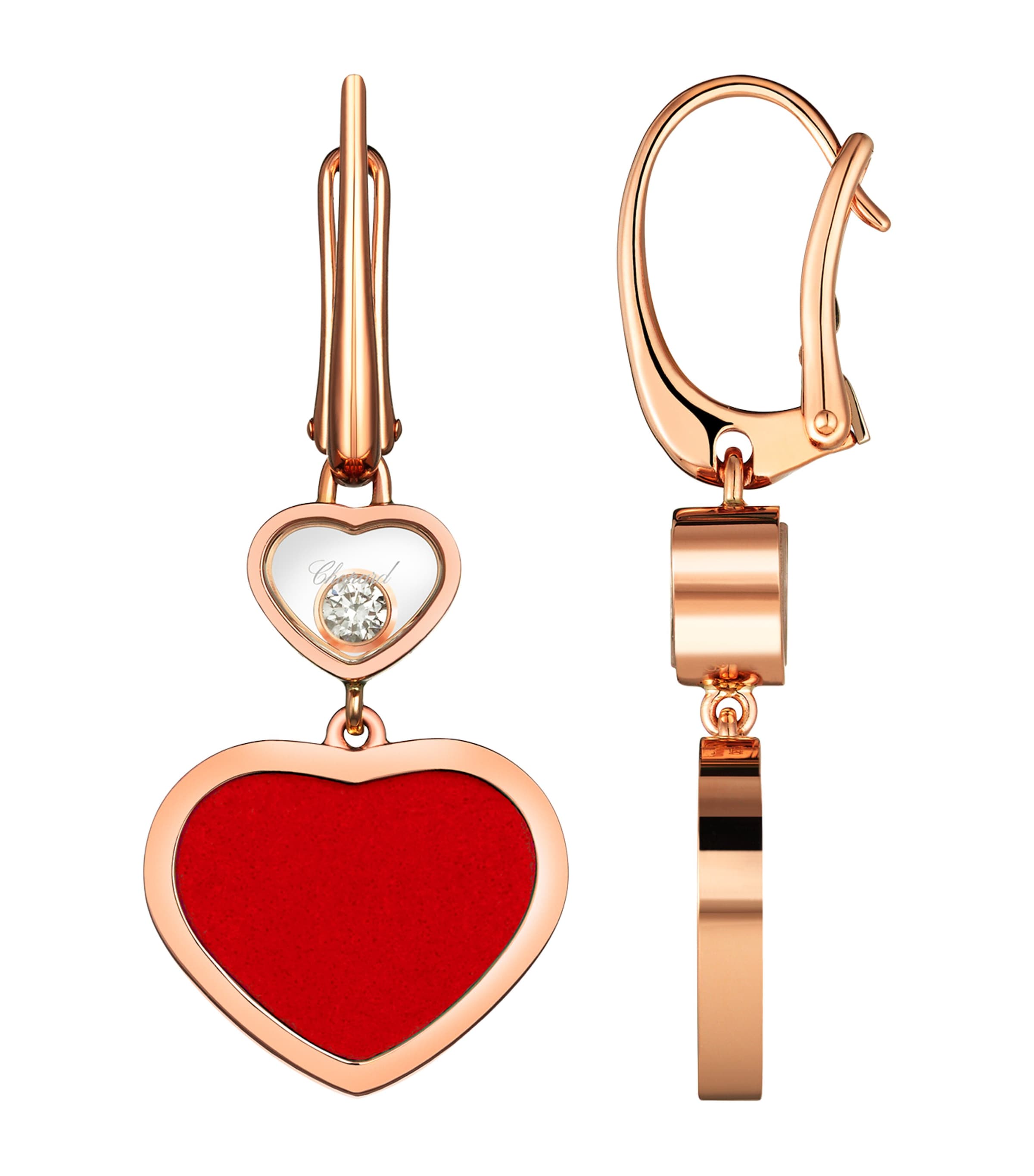 Rose Gold and Diamond Happy Hearts Earrings 18K ROSE GOLD Image 2