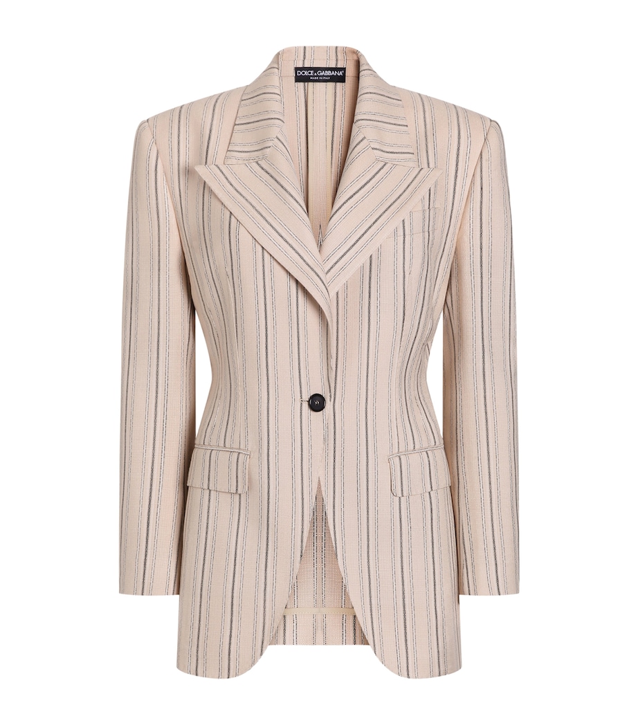 Dolce&Gabbana Womens Structured Stripe Single-Breasted Blazer Stri Image 1