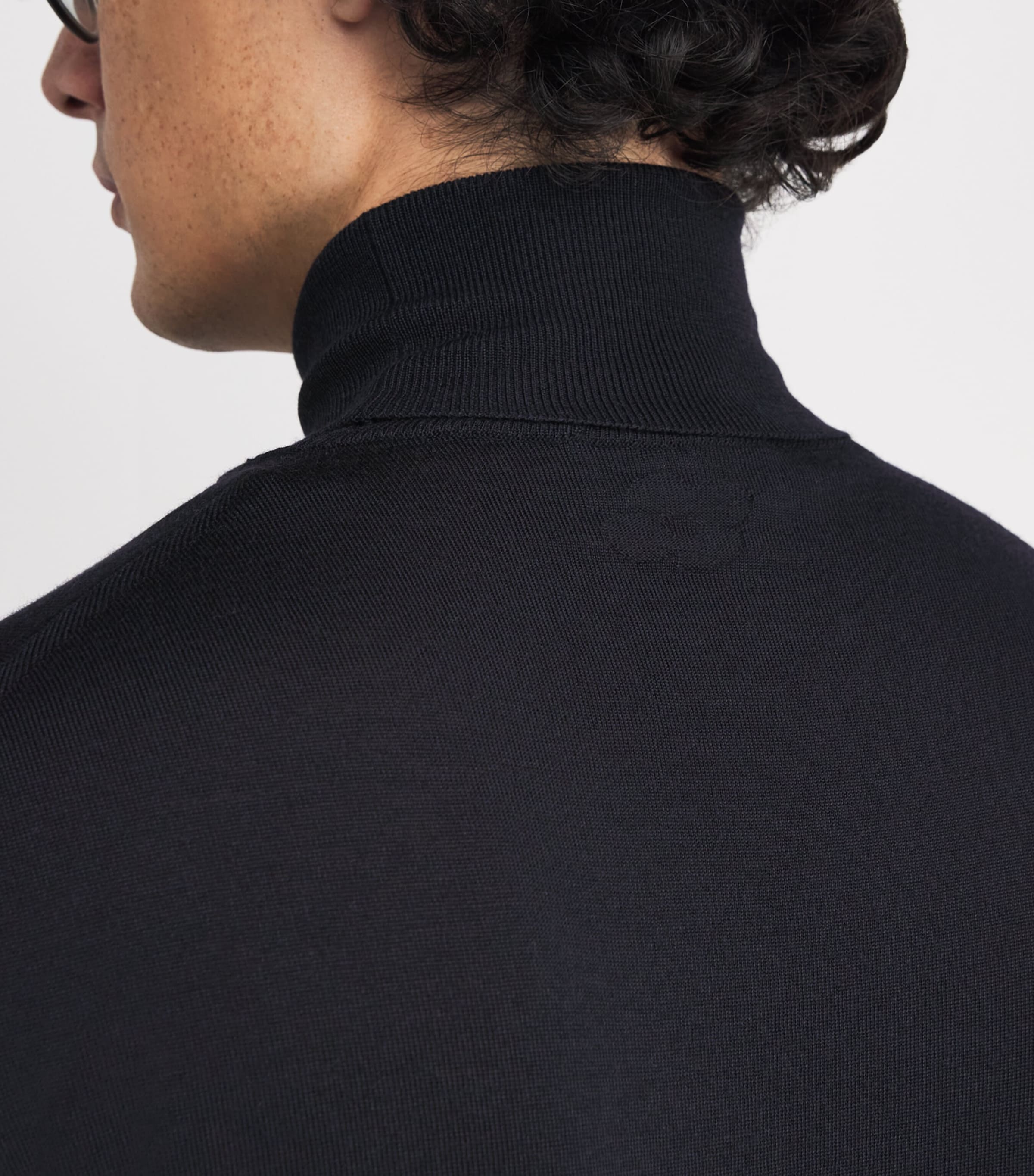 Virgin Wool Rollneck Sweater 850-NAVY Image 6